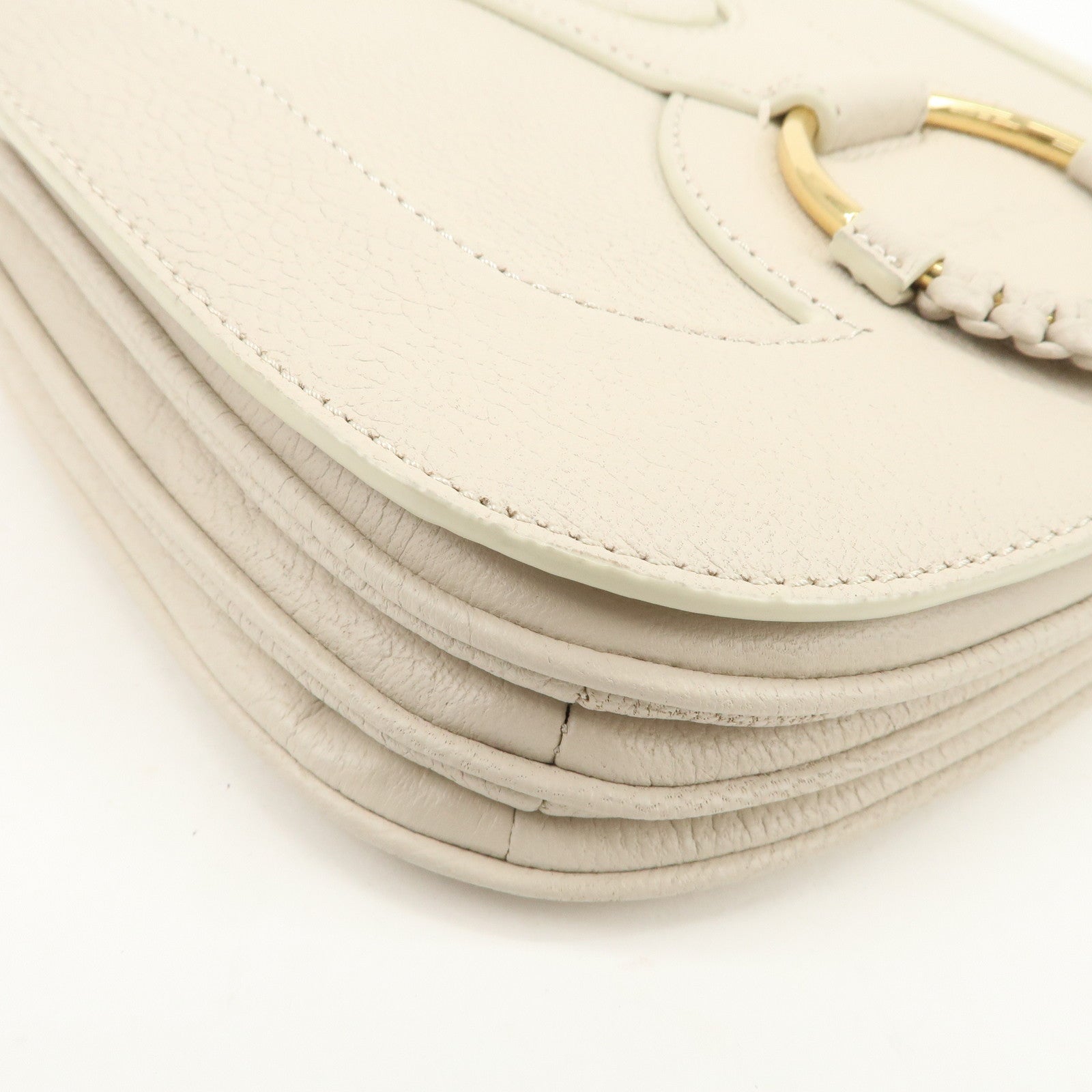 Chole See by Chloé Hana Leather Shoulder Bag Ivory Gold
