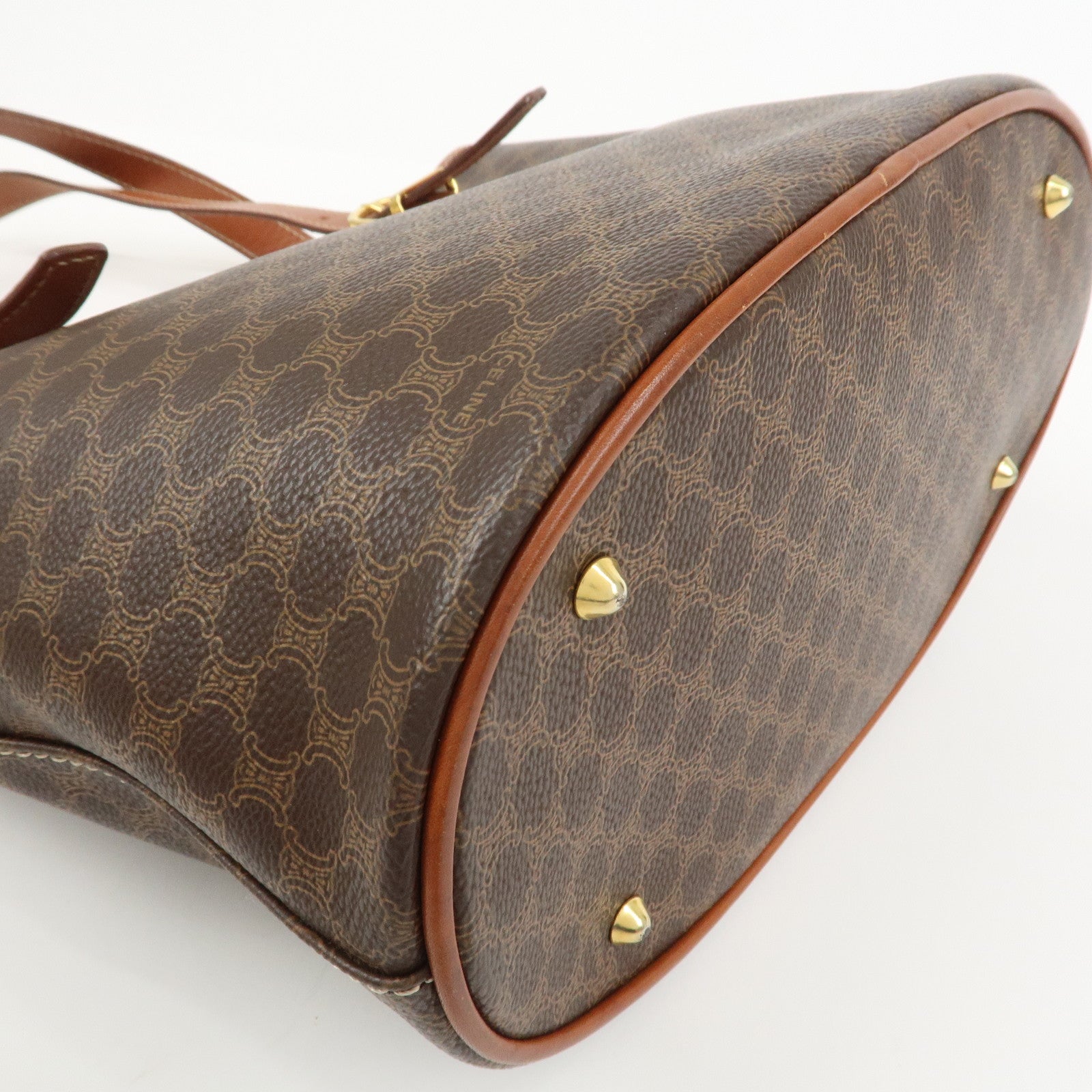 CELINE Macadam PVC Leather Tote Bag Hand Bag Shoulder Bag Brown