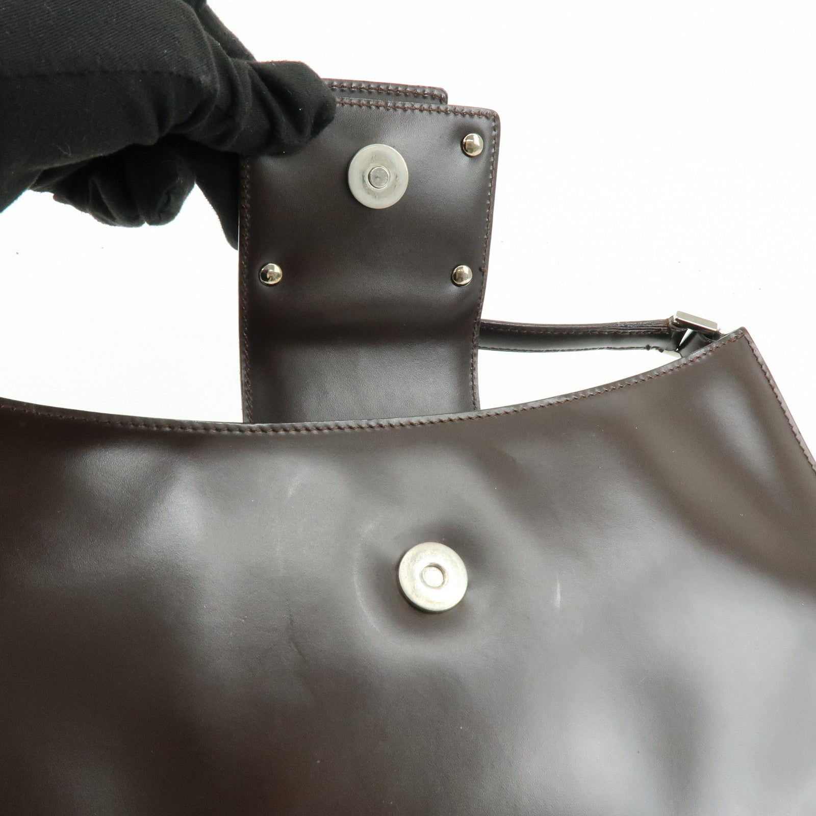 Ferragamo Vara Leather Shoulder Bag Hand Bag Brown