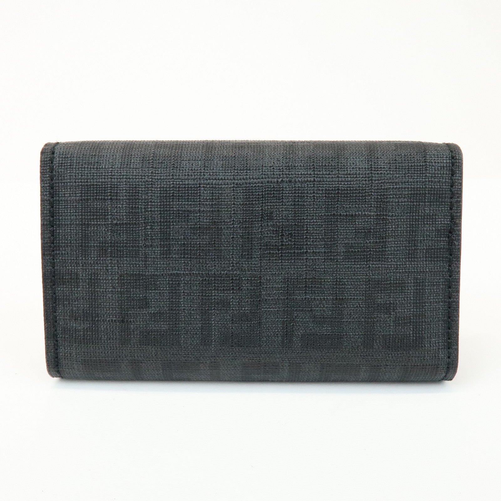 FENDI Zucca PVC Canvas 6 Rings Key Case Key Holder Black 8AP079
