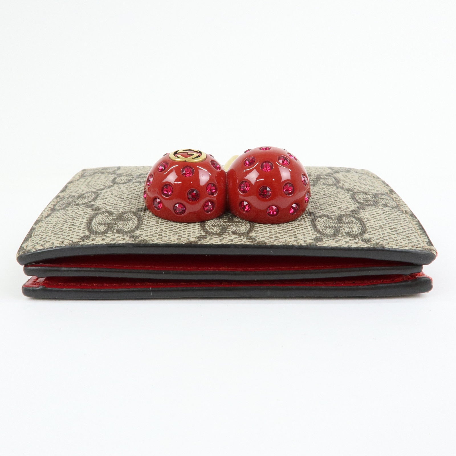 GUCCI Interlocking G GG Supereme Cherry Compact Wallet 476050