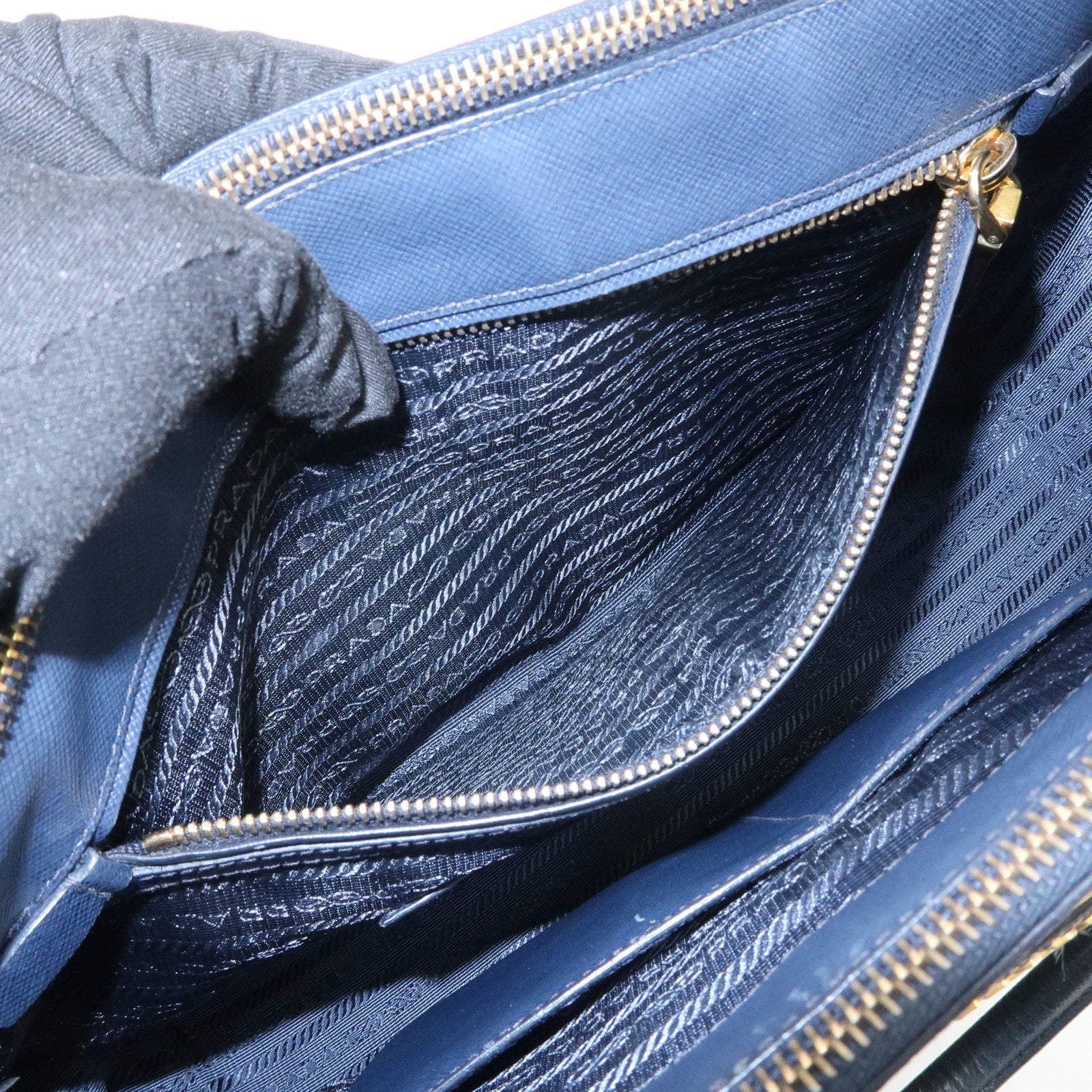 PRADA Galleria Saffiano Leather 2Way Bag Hand Bag Navy BN2274
