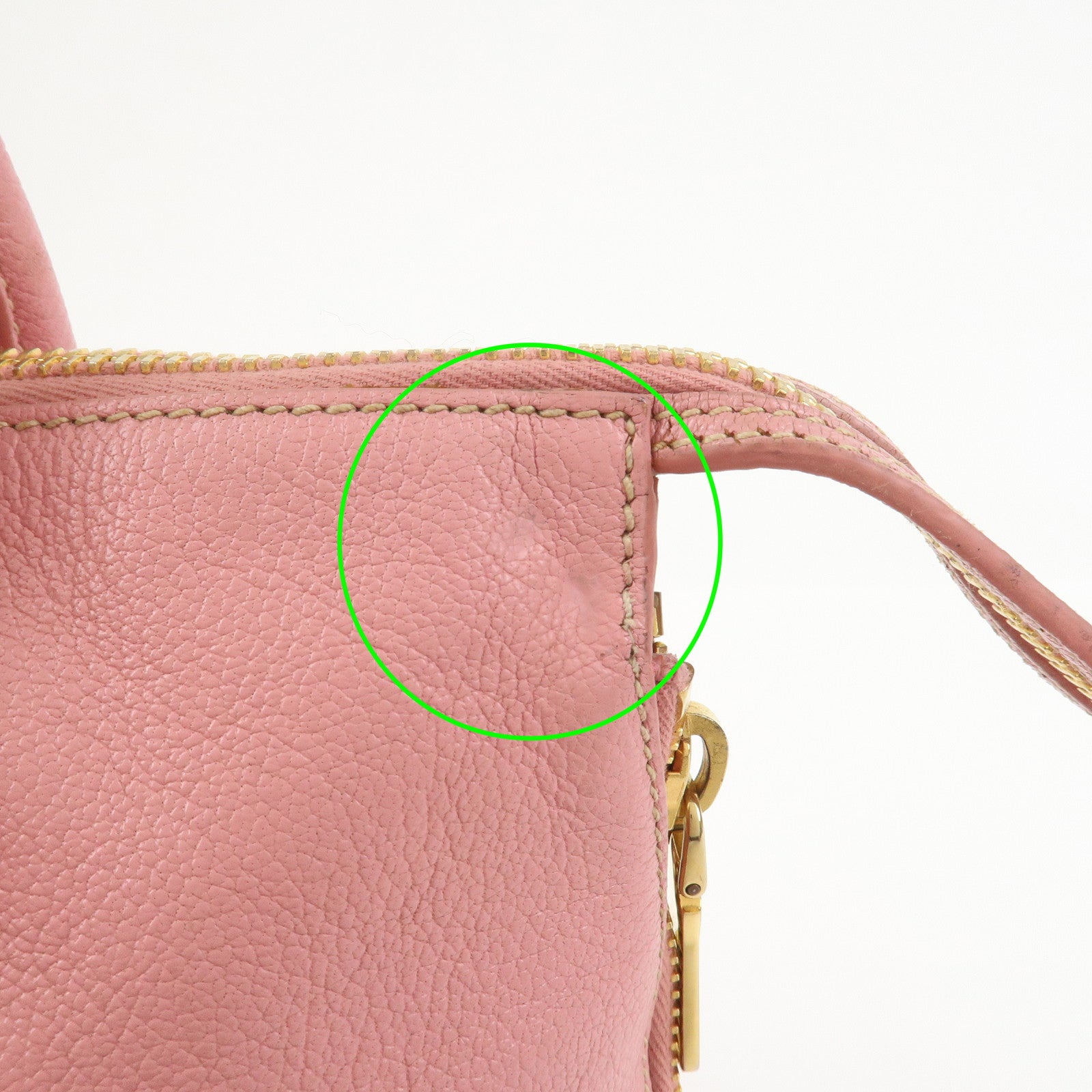 MIU MIU Logo Leather Tote Bag Hand Bag Pink