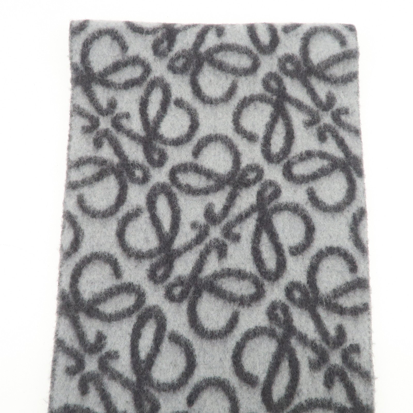 LOEWE Anagram Alpaca Wool Nylon Scarf Shawl Gray