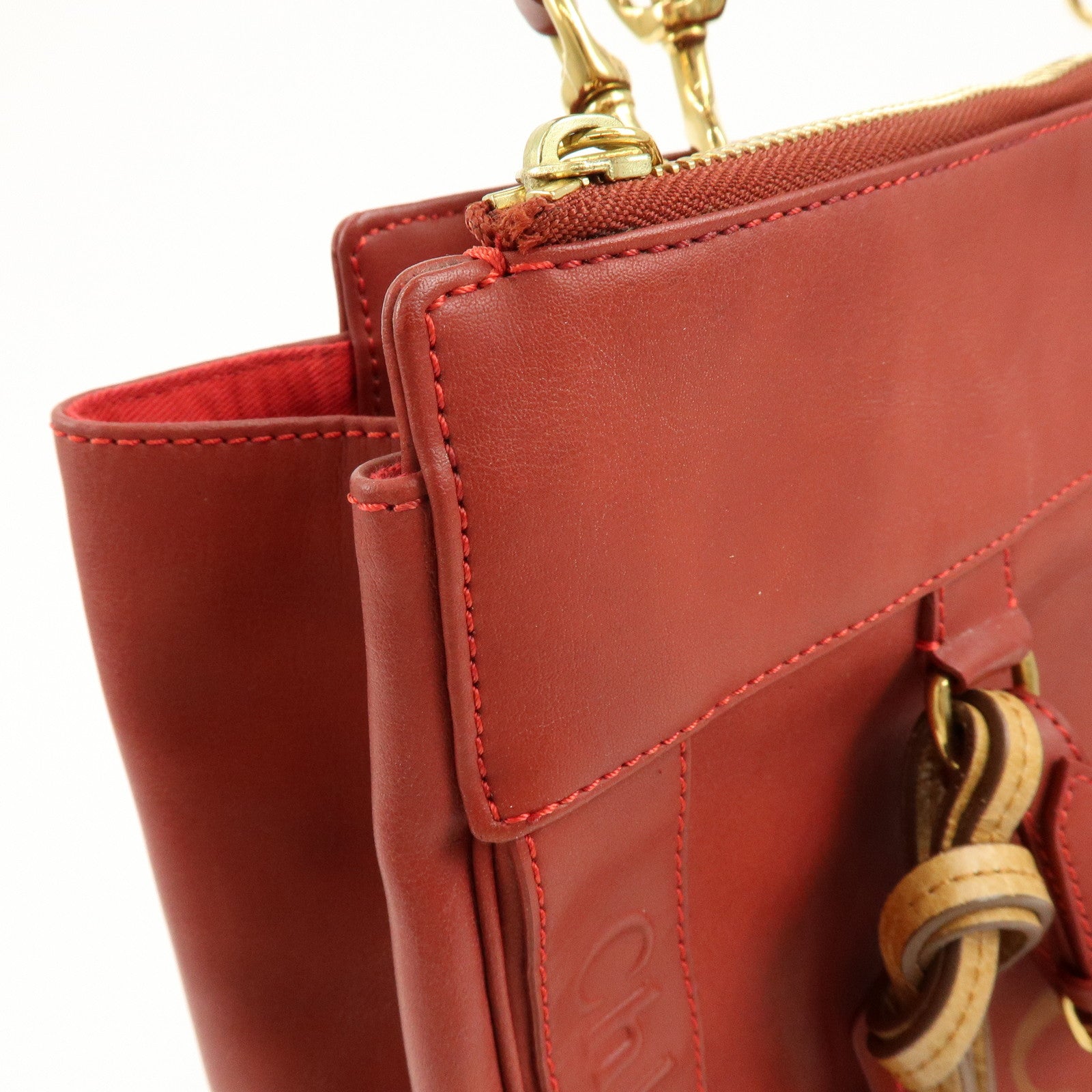 Chloe Eden Leather Shoulder Bag Hand Bag Tote Bag Red