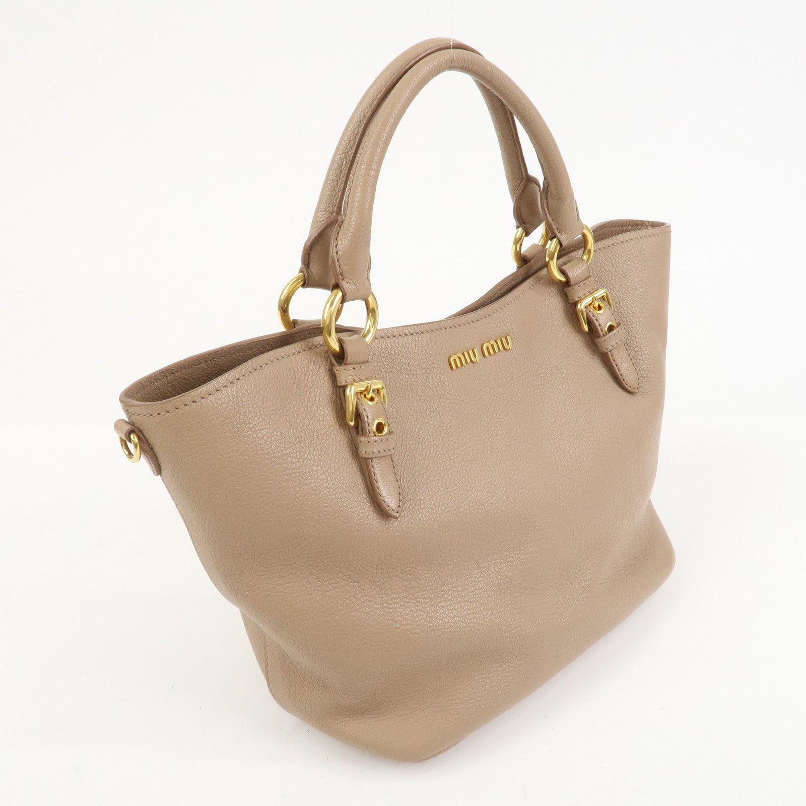 MIU MIU Madras Leather 2Way Shoulder Bag Hand Bag Pink Beige RN0886