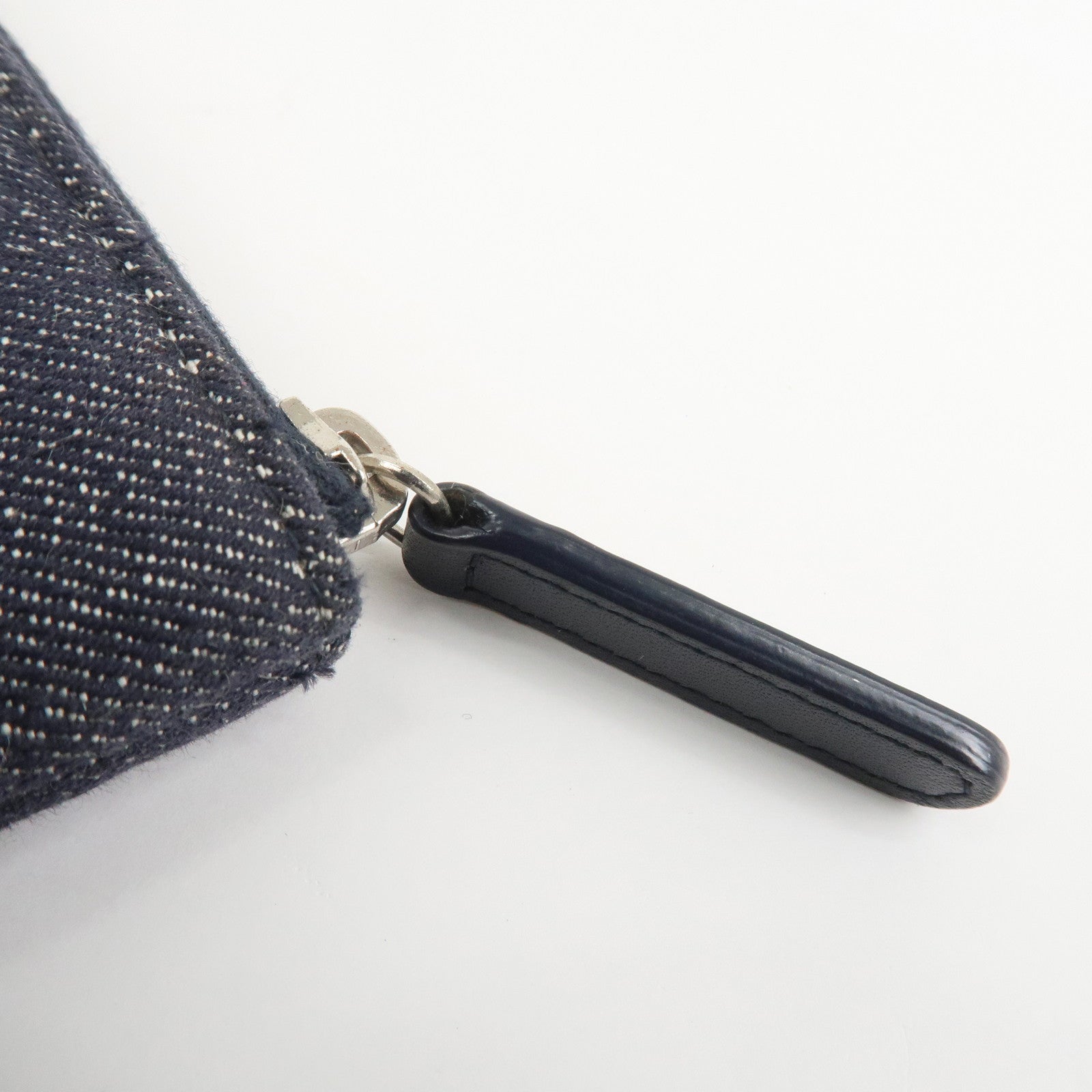 CHANEL Deauville Canvas Denim Clutch Bag Pouch Denim A80802