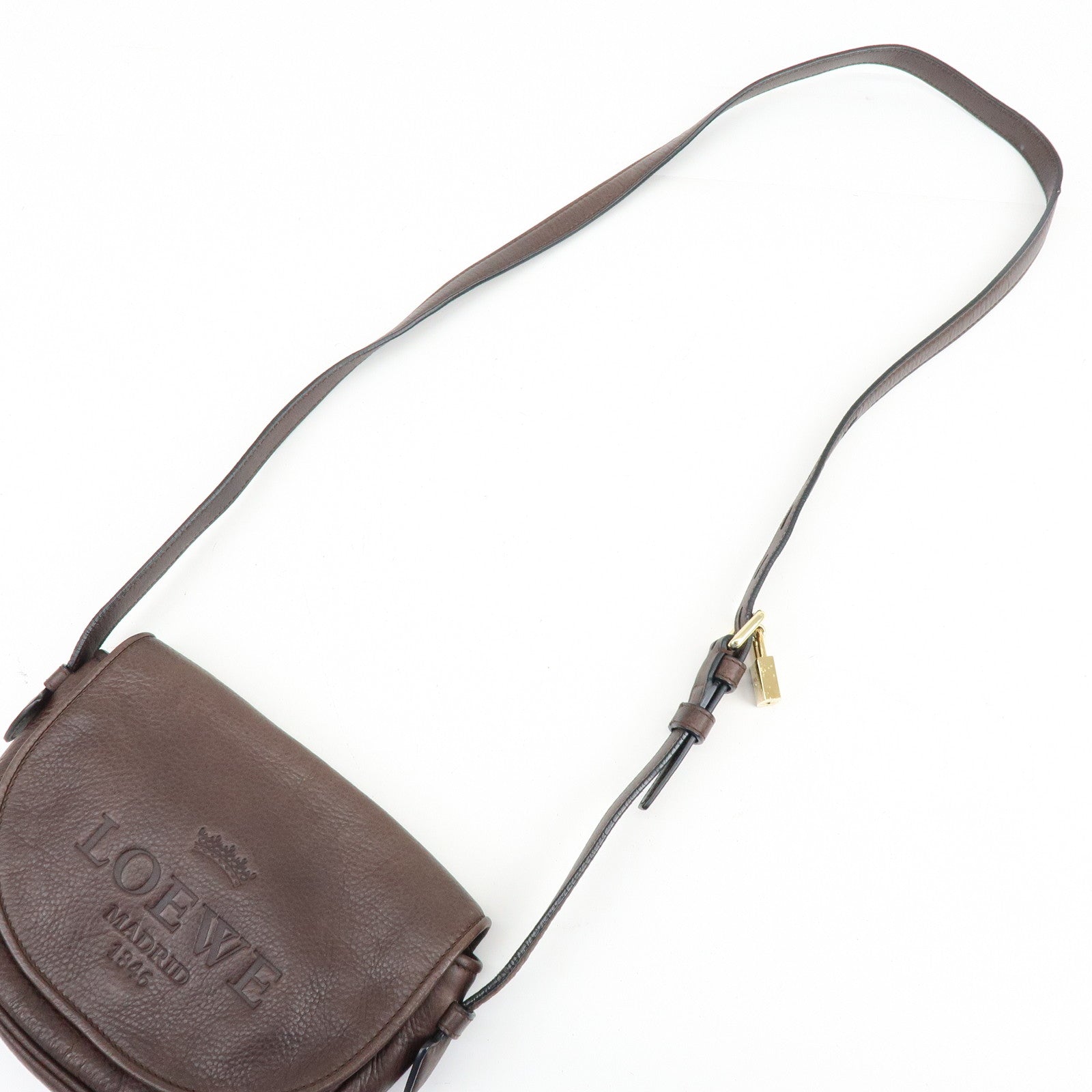 LOEWE Heritage Leather Shoulder Bag Crossbody Bag Dark Brown