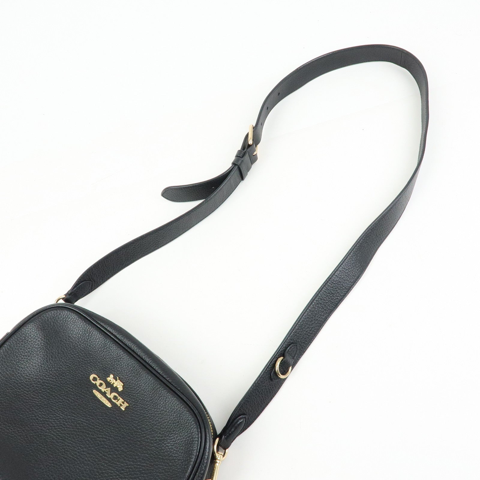 COACH Logo Leather Shoulder Crossbody Bag Black