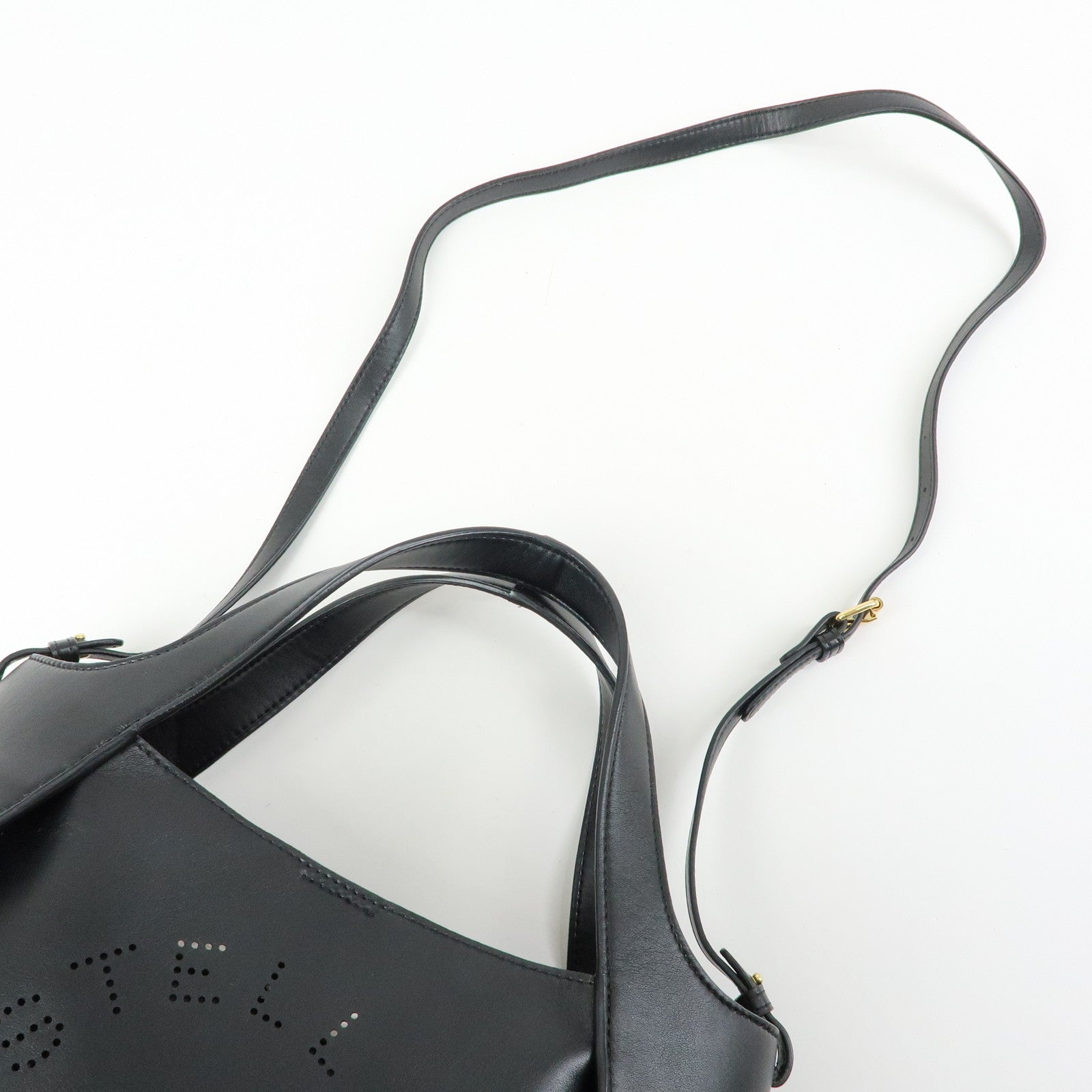 STELLA MCCARTNEY Faux Leather 2Way Shoulder Bag Hand Bag Black