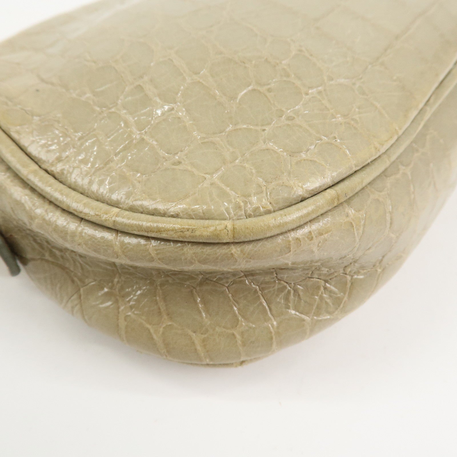 MIU MIU Patent Leather Shoulder Bag Crossbody Bag Beige 5N1477