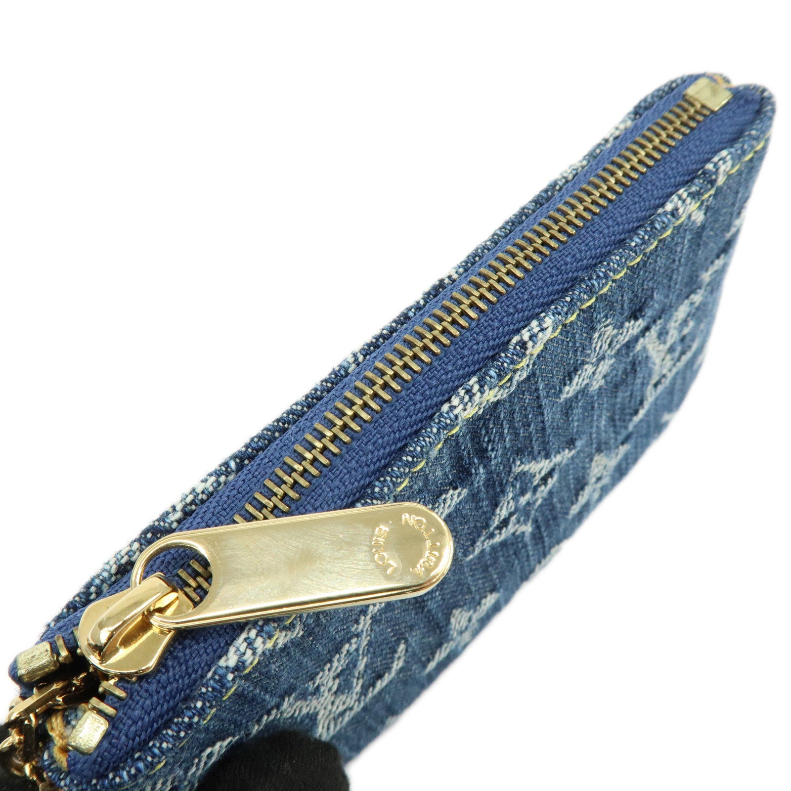 Louis Vuitton Monogram Denim Pochette Cles Coin Case Blue M95343