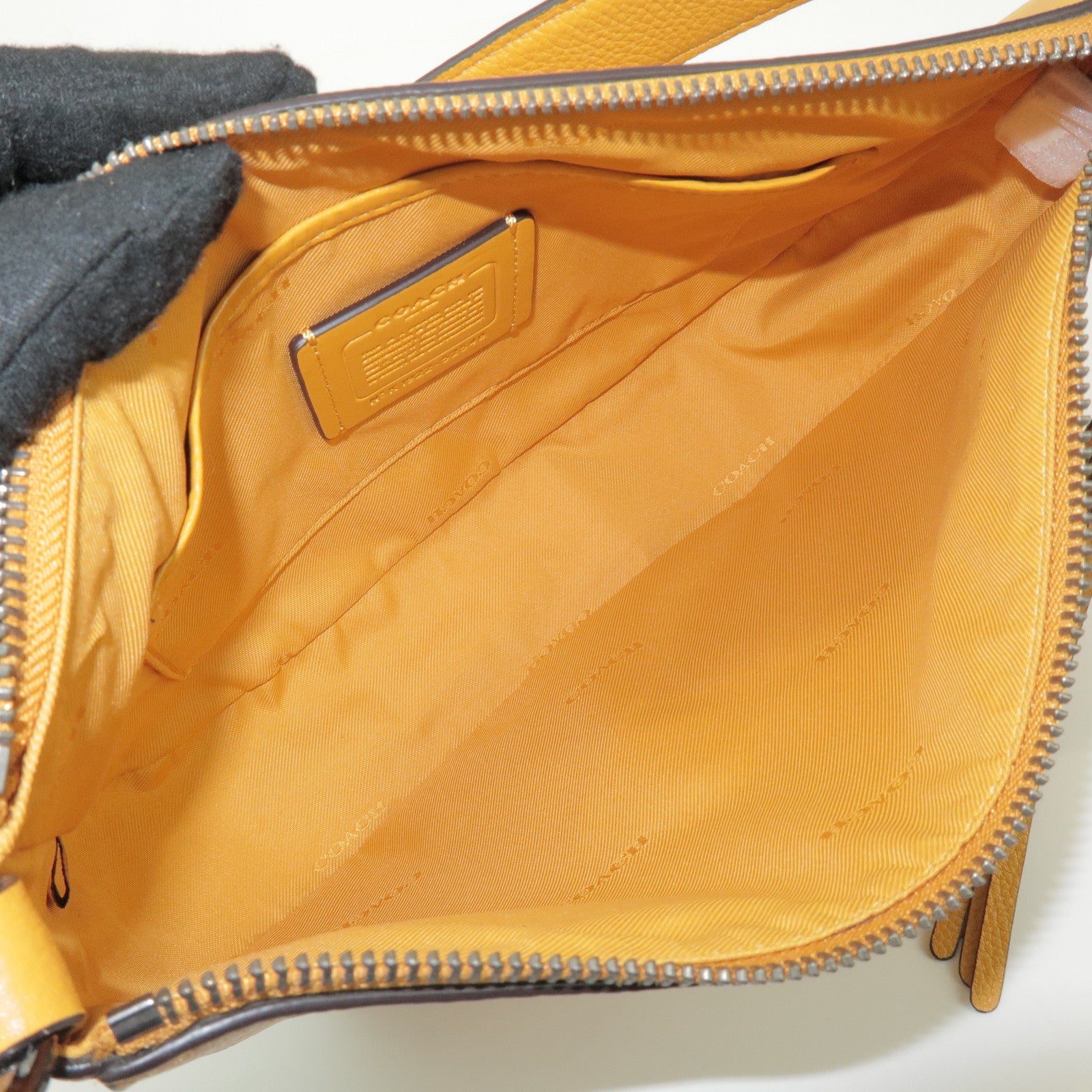 COACH Logo Leather 2Way Bag Shoulder Bag Hand Bag Yellow