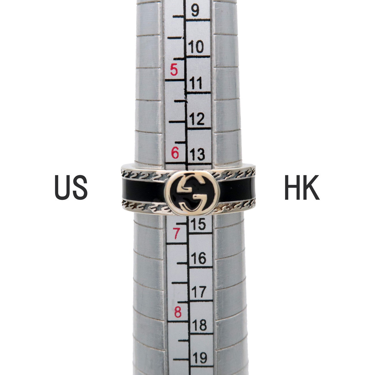 GUCCI Interlocking G Glitter Ring SV925 Enamel Silver #14 645573