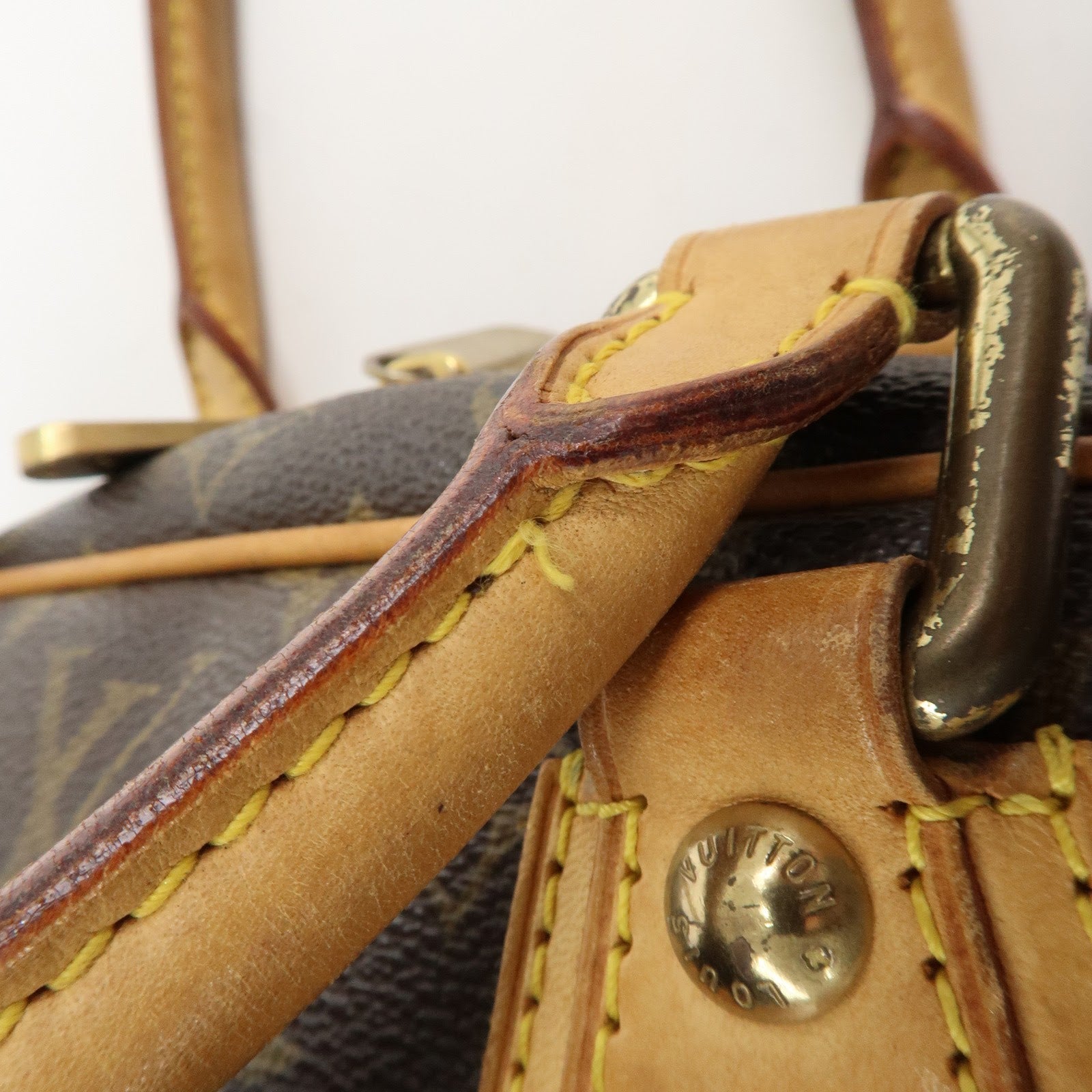 Louis Vuitton Monogram Manhattan PM Hand Bag Brown Gold HDW M40026 Used