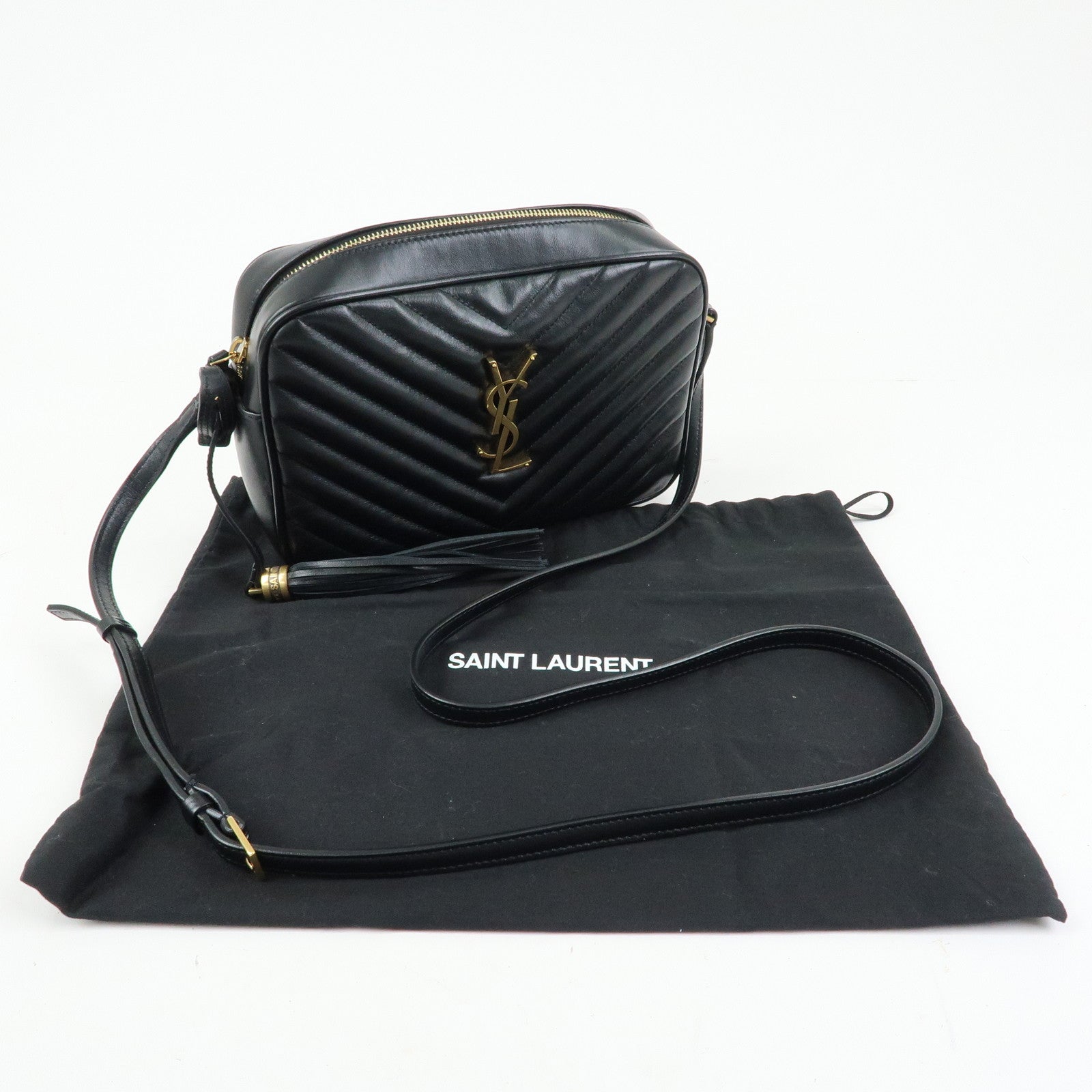 SAINT LAURENT PARIS Cassandra Shoulder Crossbody Bag Black 612544