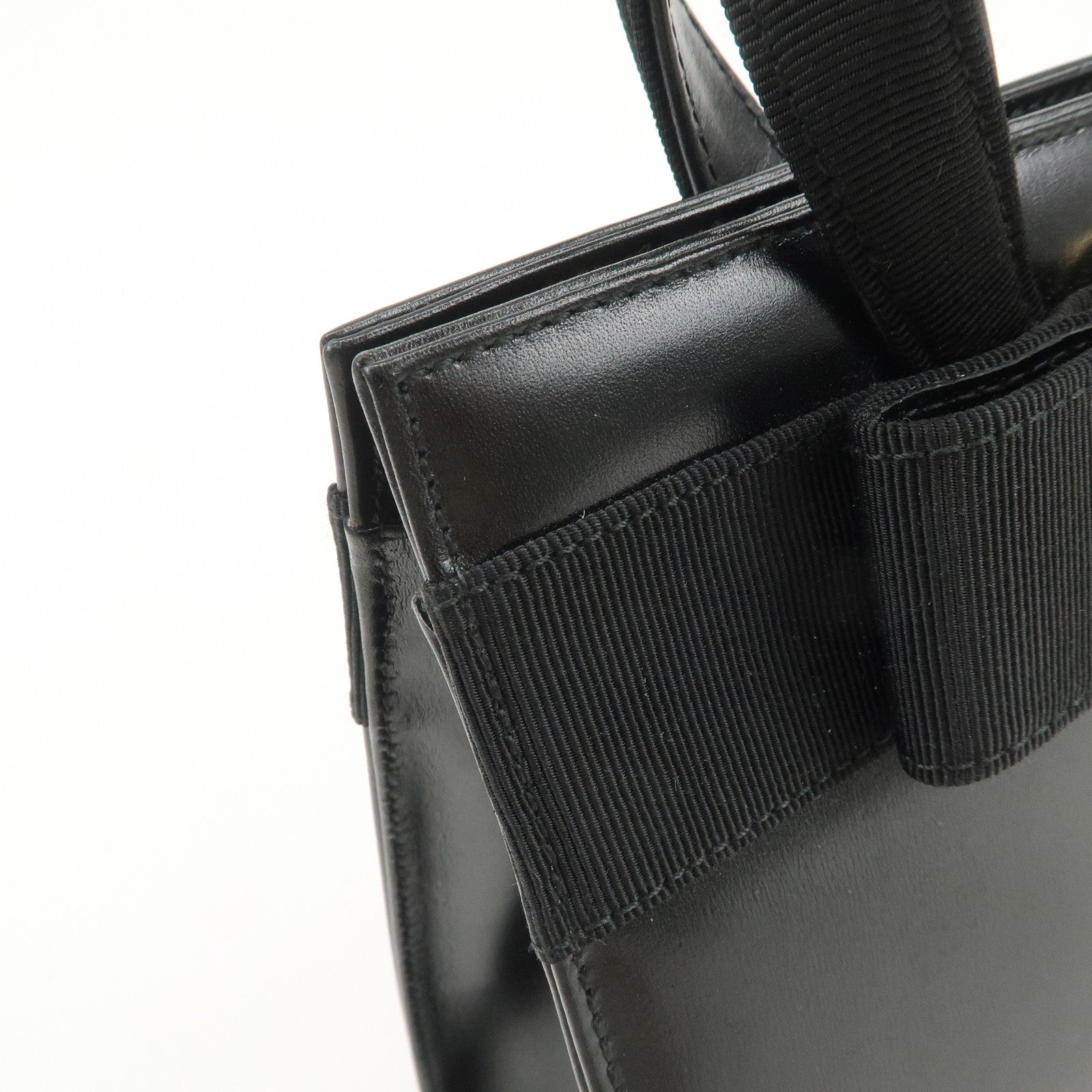 Ferragamo Vara Leather 2Way Hand Bag Shoulder Bag Black Used