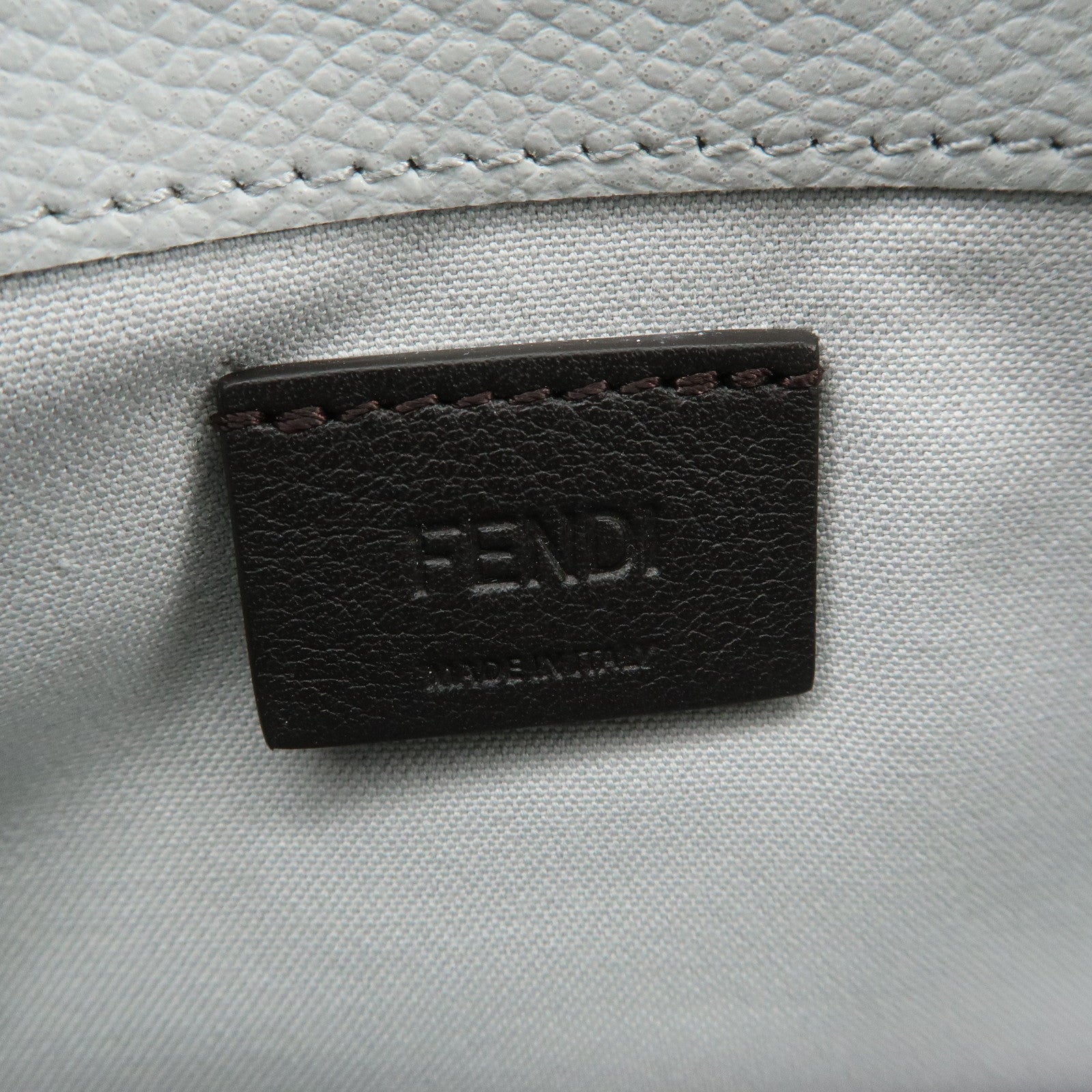 FENDI Logo Leather Monster Shoulder Bag Crossbody Bag Gray 8M0346