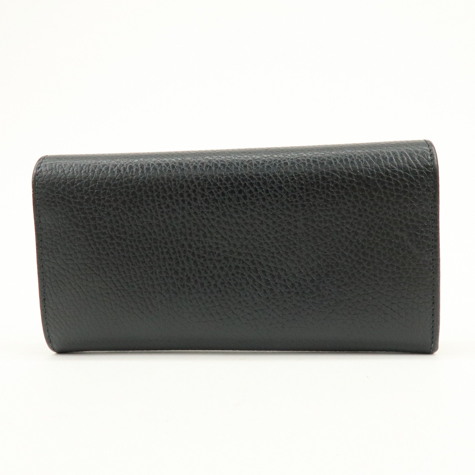 GUCCI GG Marmont Leather Long Flap Wallet Black 456116