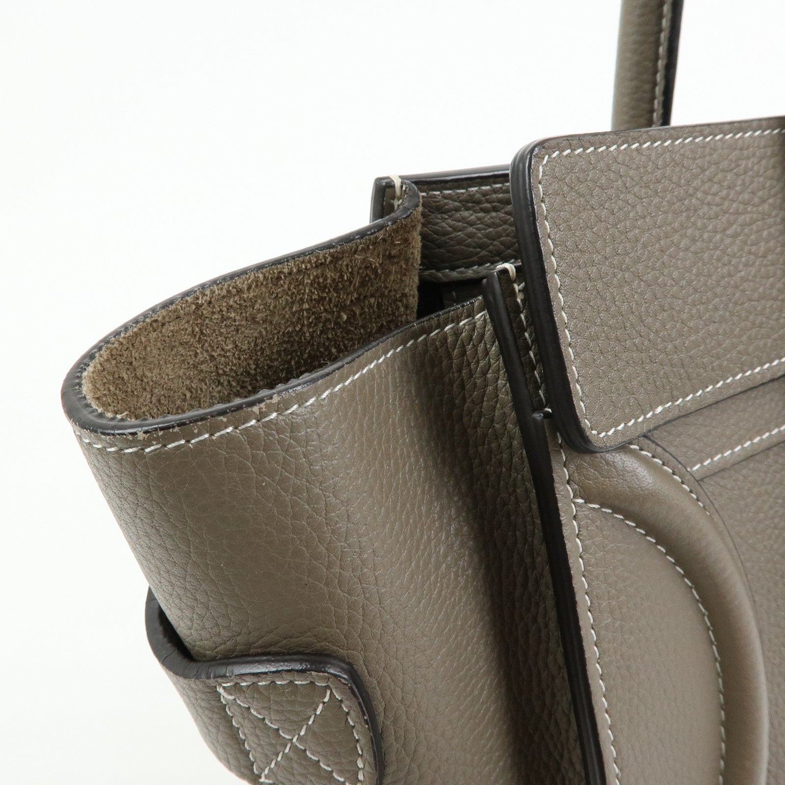 CELINE Luggage Micro Shopper Calf Leather Hand Bag Gray