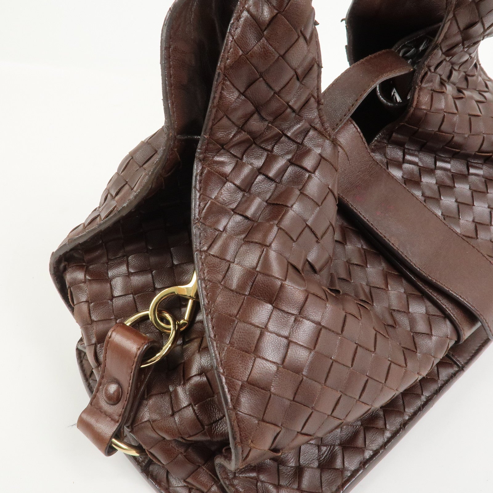 BOTTEGA VENETA Intrecciato Leather Hand Bag Brown