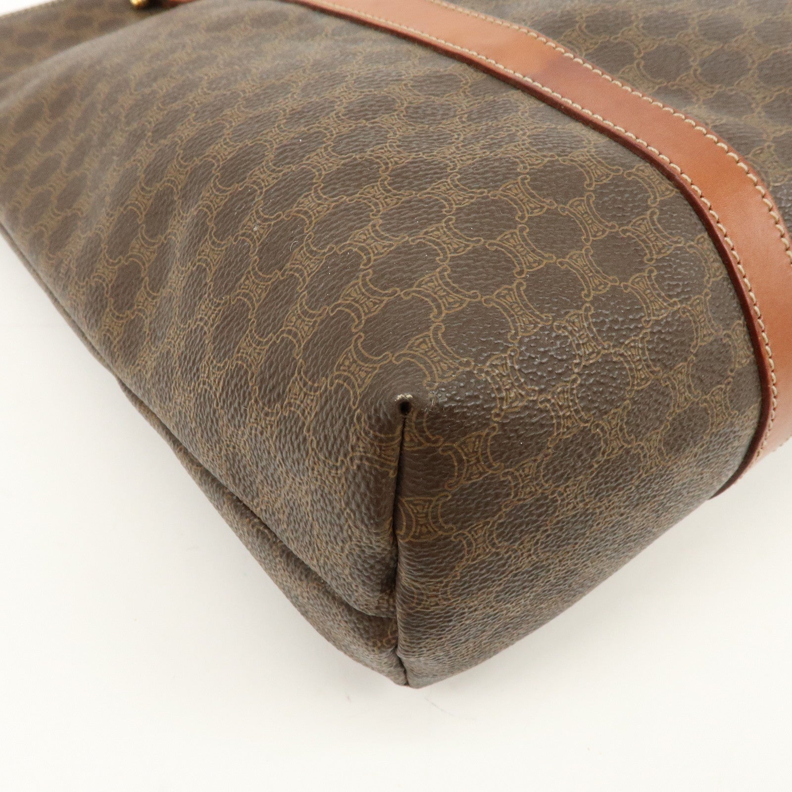 CELINE Macadam PVC Leather Tote Bag Hand Bag Shoulder Bag Brown