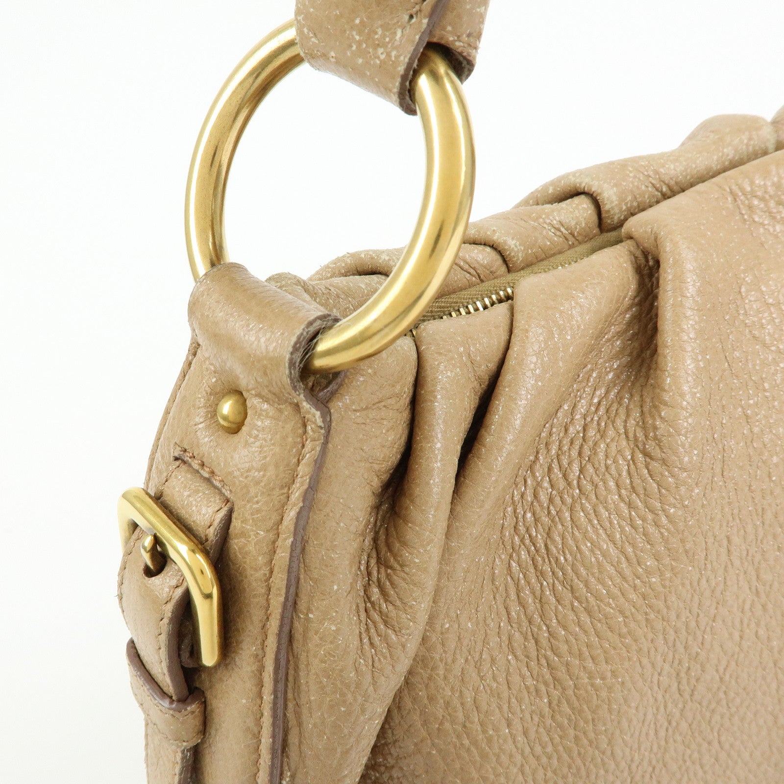 PRADA Logo Leather Chain One Shoulder Bag Light Brown BR4243