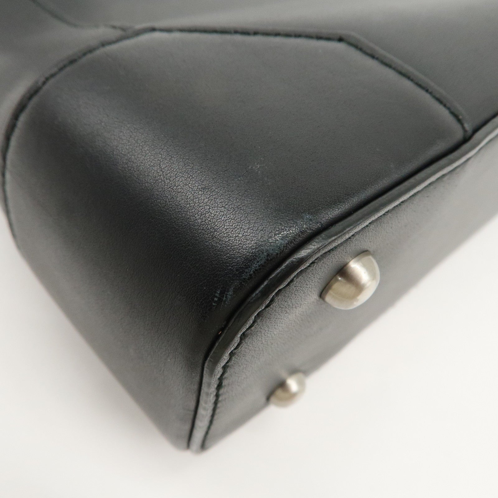 BUBERRY Logo Leather Shoulder Bag Hand Bag Black Used