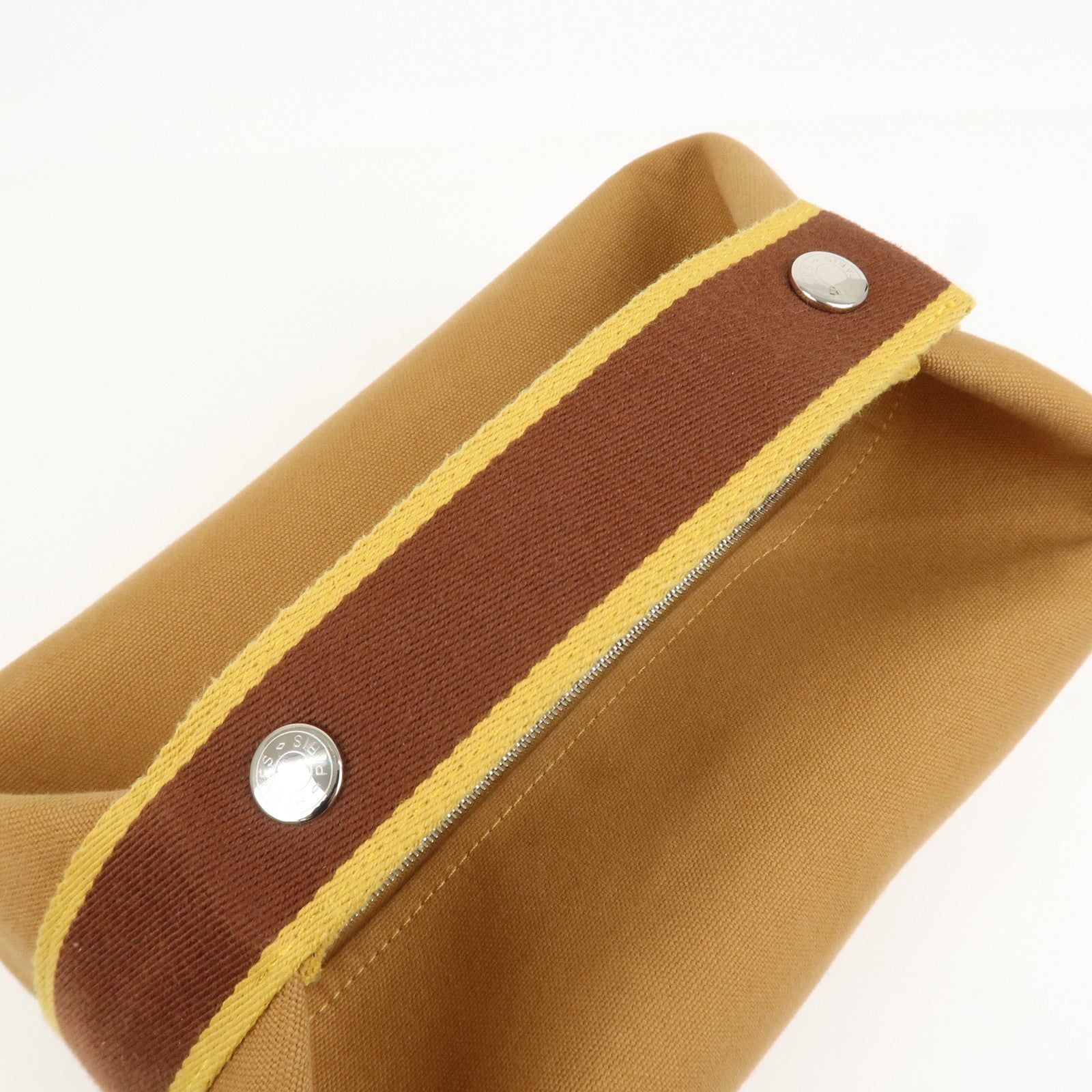 HERMES Bride A Brac GM Canvas Hand Bag Cosmetic Pouch Brown