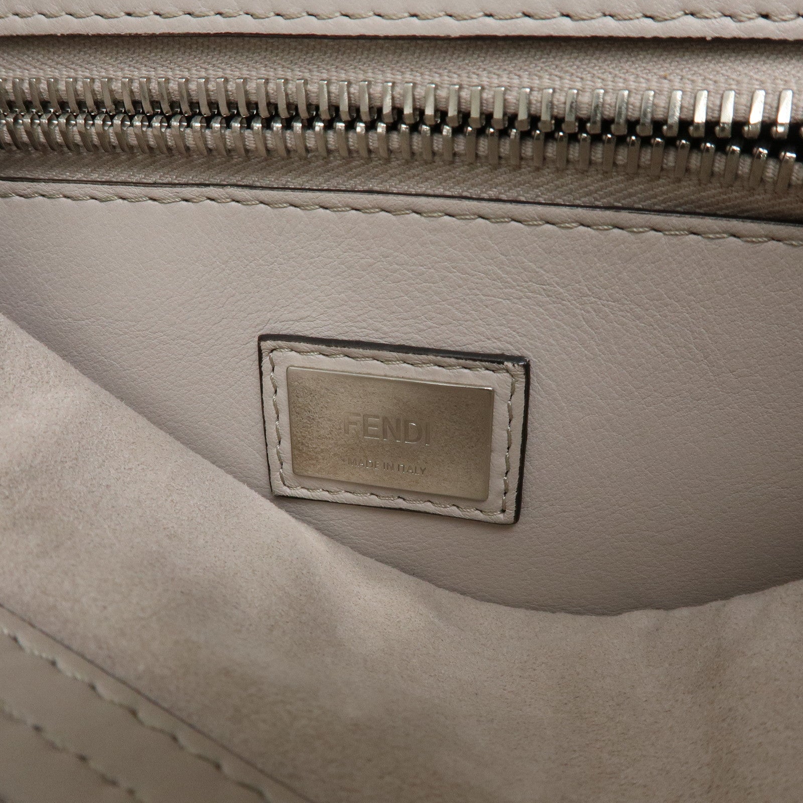 FENDI Peekaboo Leather 2Way Bag Hand Bag Shoulder Bag Gray 8BN290