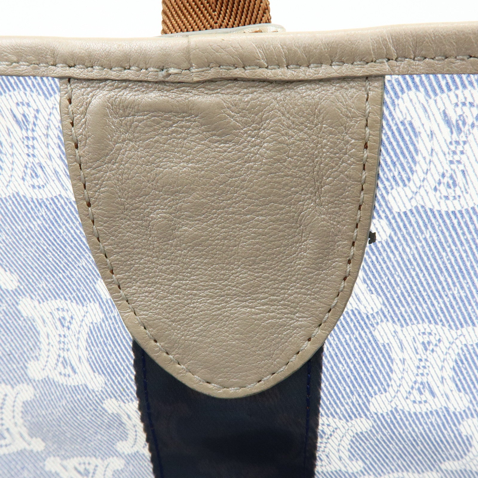 CELINE Macadam Vinyl Leather Tote Bag Hand Bag Blue Brown