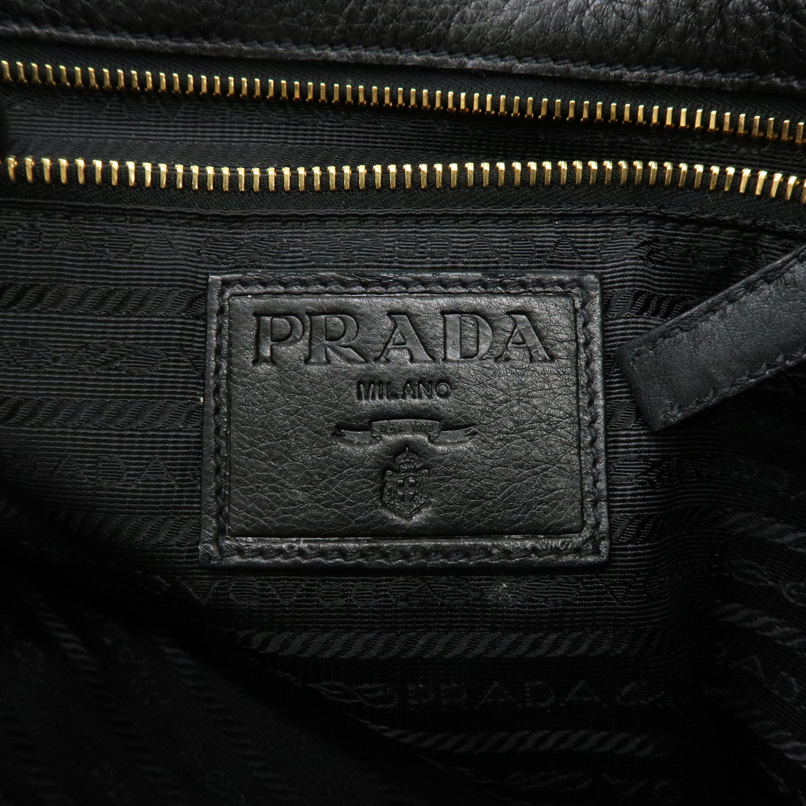 PRADA Logo Leather Shoulder Bag Crossbody Bag Black VA0638