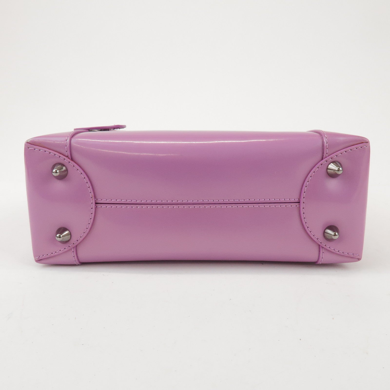 Christian Dior Maris Pearl Patent Leather Hand Bag Purple