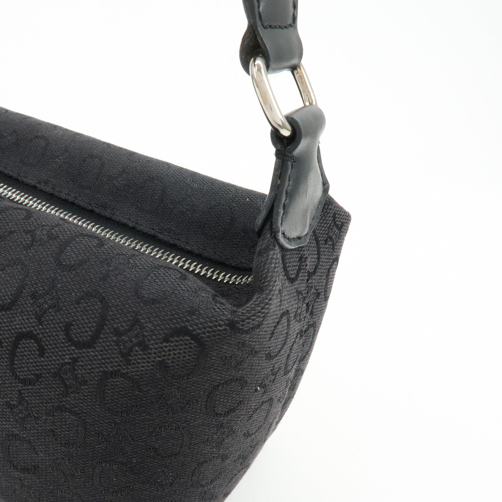 CELINE C Macadam Canvas Leather Hand Bag Shoulder Bag Black
