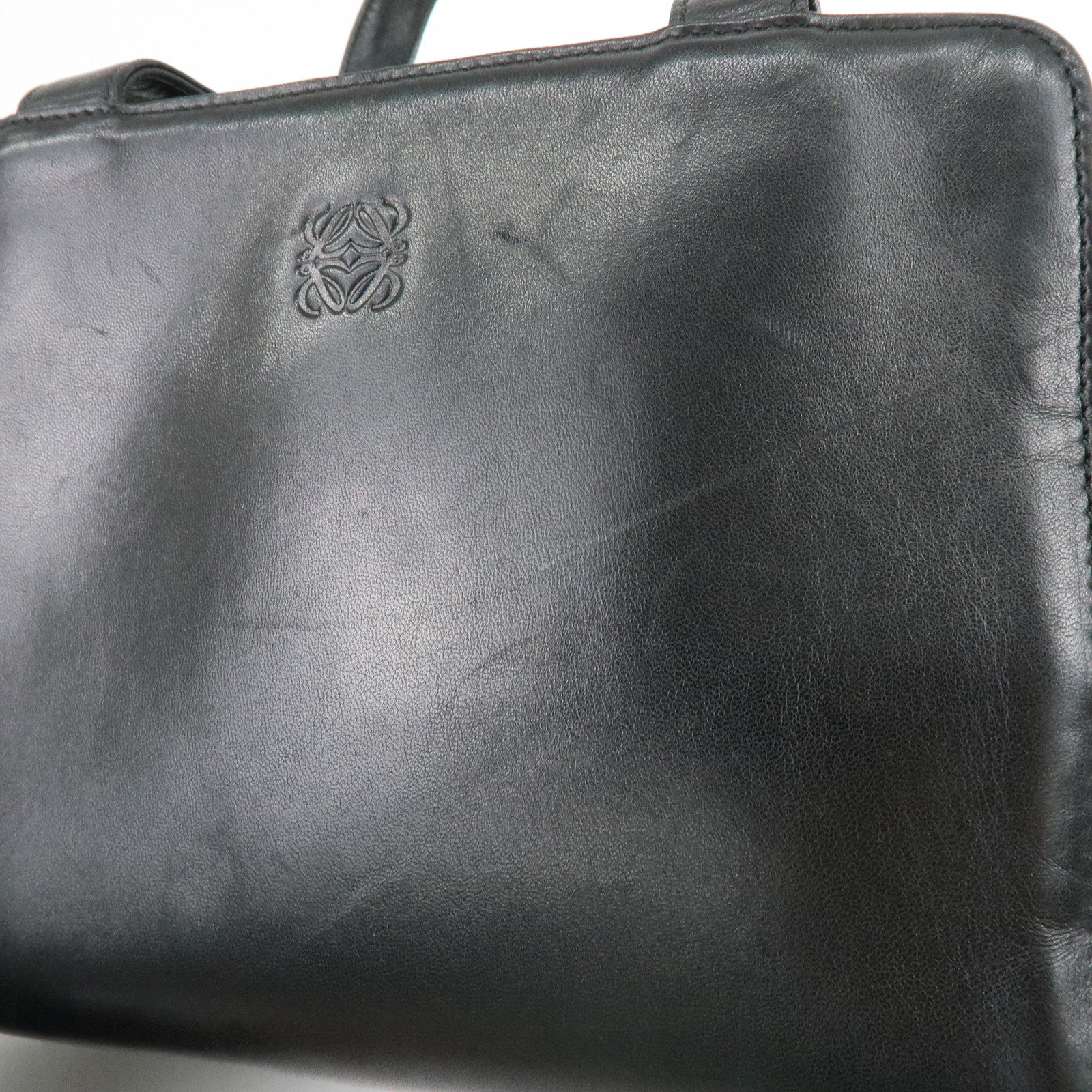 LOEWE Anagram Nappa Leather Hand Bag Tote Bag Black