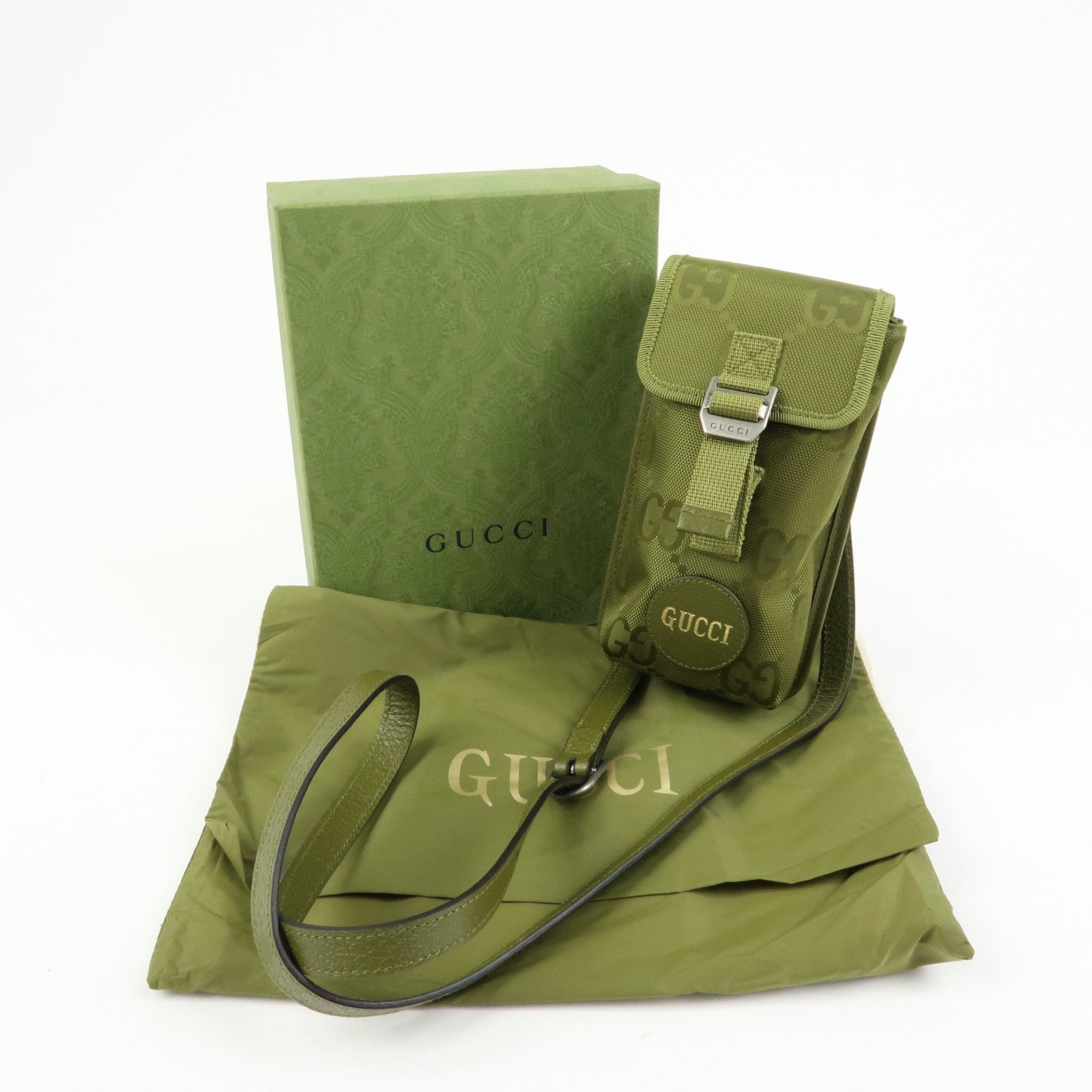 GUCCI Off The Grid Nylon Shoulder Bag Crossbody Bag Green 696018