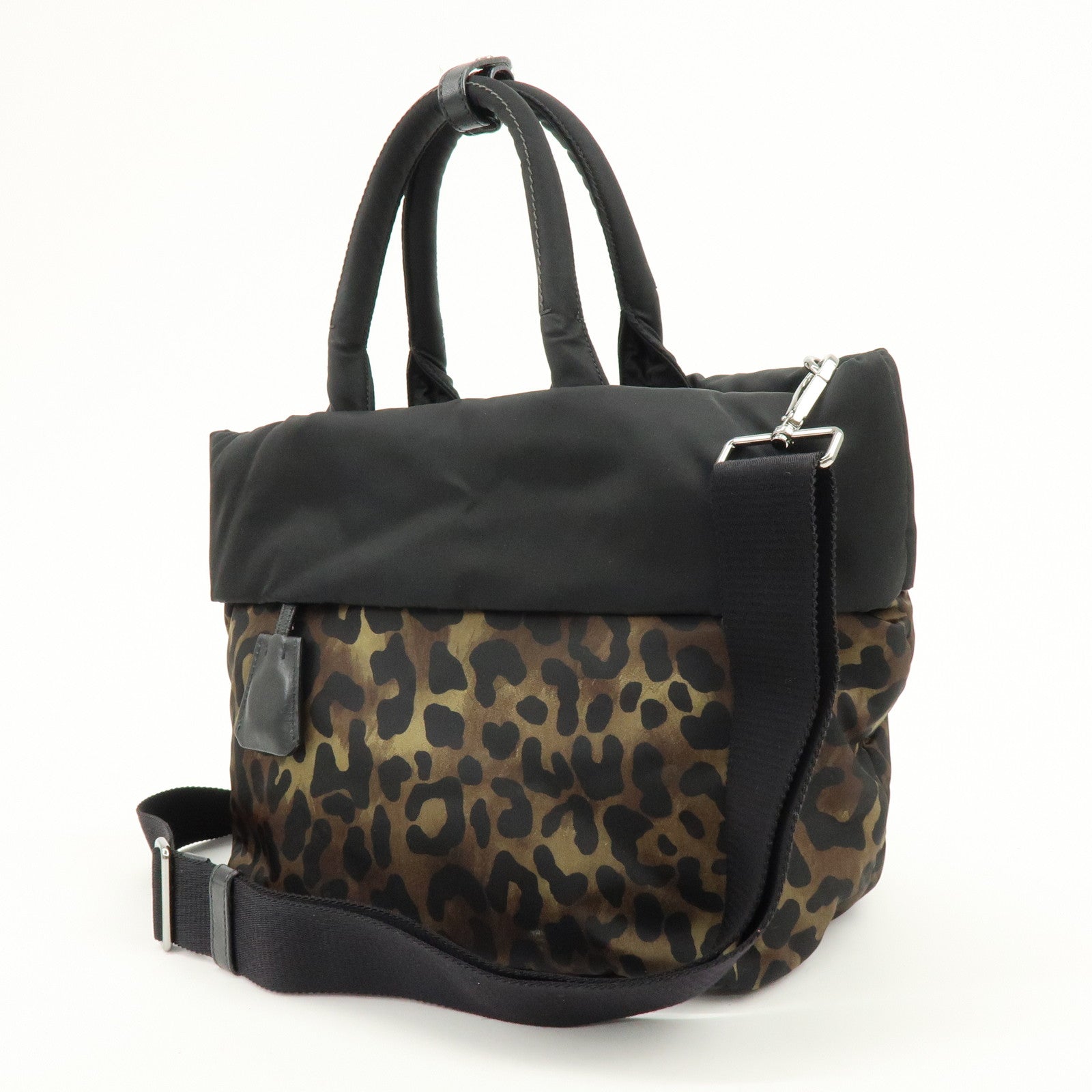 PRADA Triangle Logo 2Way Bag Hand Bag Shoulder Bag Black BN1959