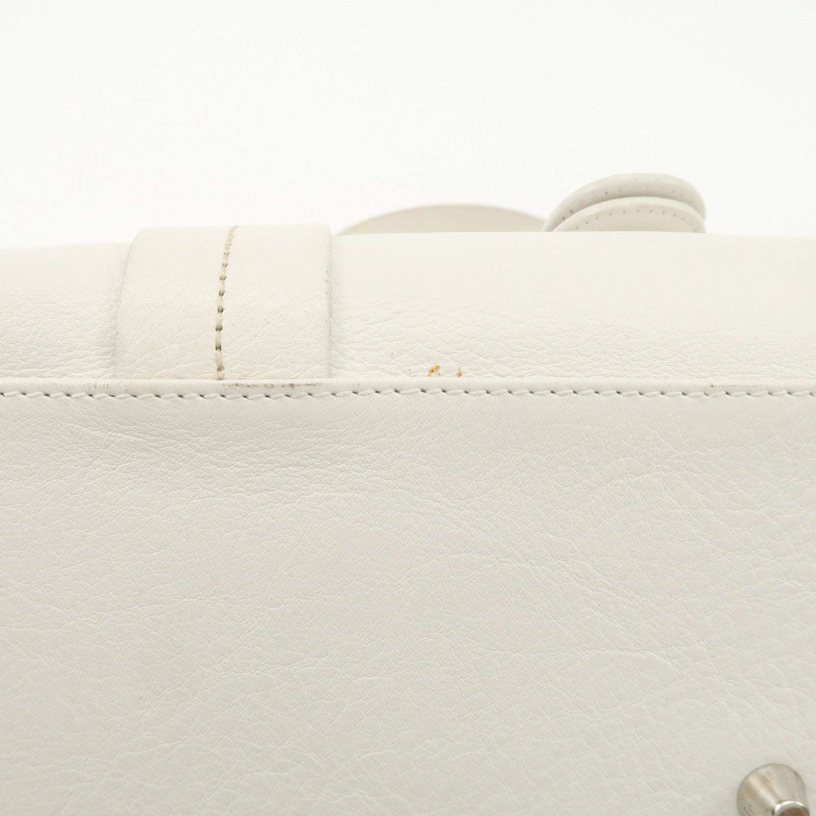 Christian Dior Logo Leather Hand Bag Boston Bag White