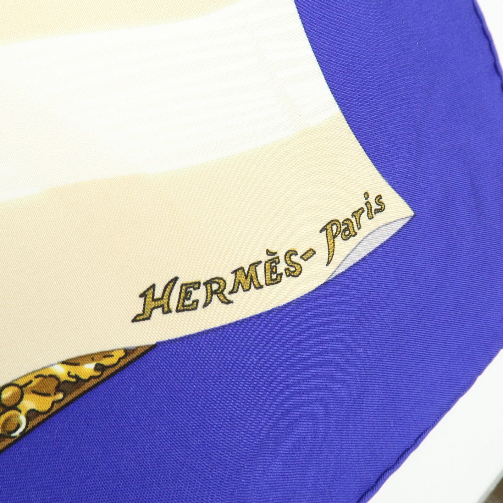 HERMES Carre 90 Silk 100% Scarf Souvenirs de Paris Blue Red