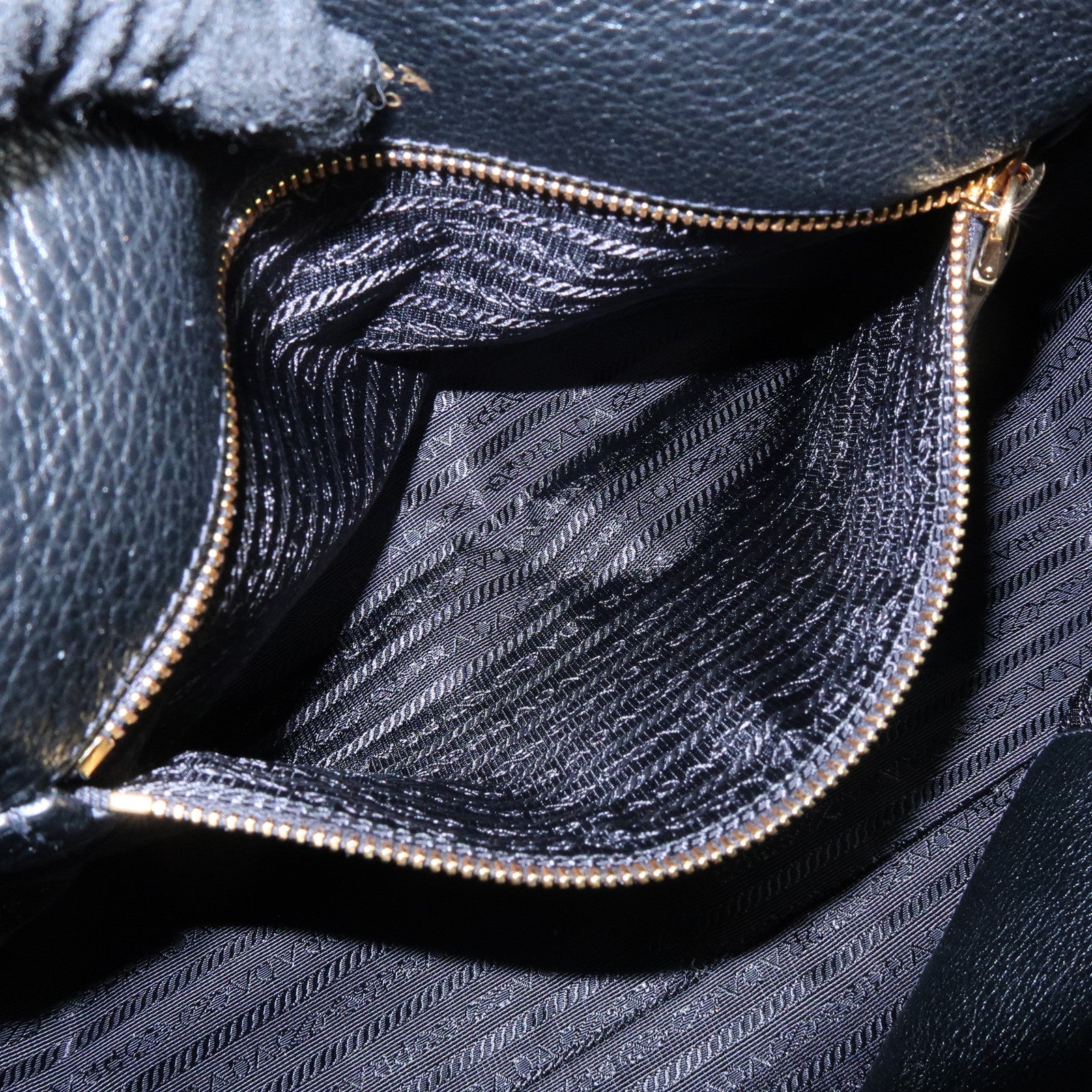 PRADA Leather 2Way Bag Hand Bag Shoulder Bag Black 1BB023
