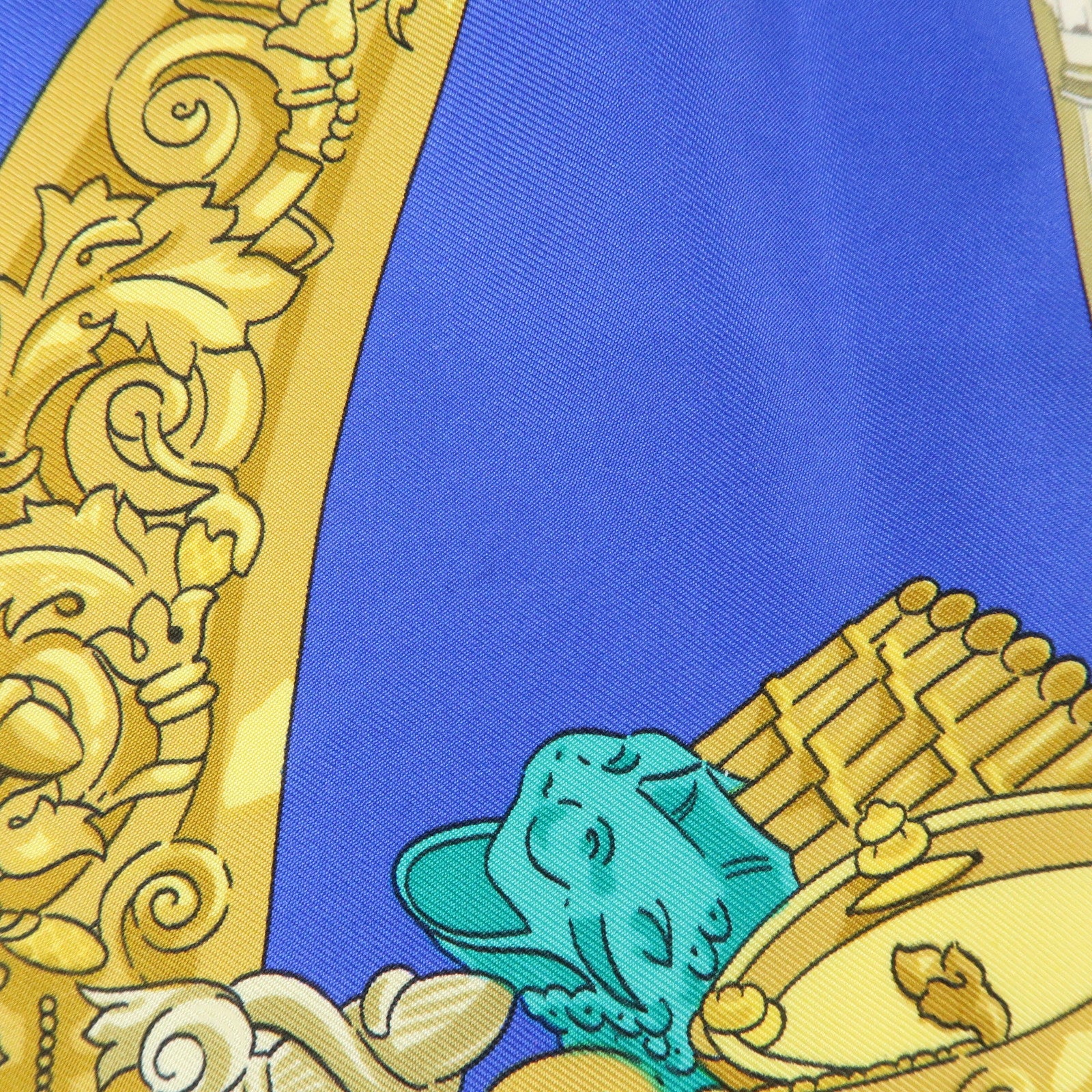 HERMES Carre 90 Silk 100% Scarf HOMMAGE A CHARLES GARNIER Blue