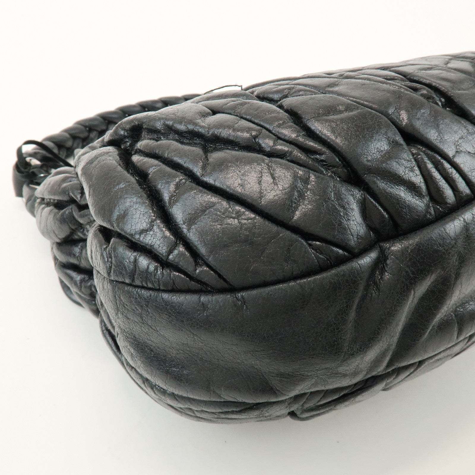 MIU MIU Matelasse Leather 2Way Bag Hand Bag Shoulder Bag Black