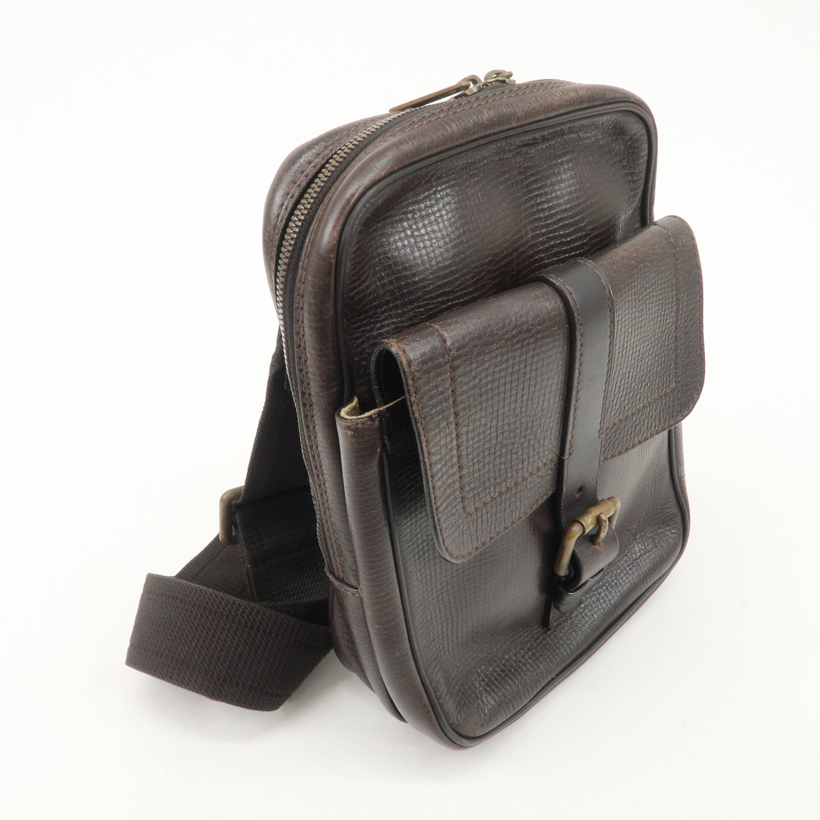 Louis Vuitton Utah Leather Irokuwa Crossbody Bag Cafe M92534 Used