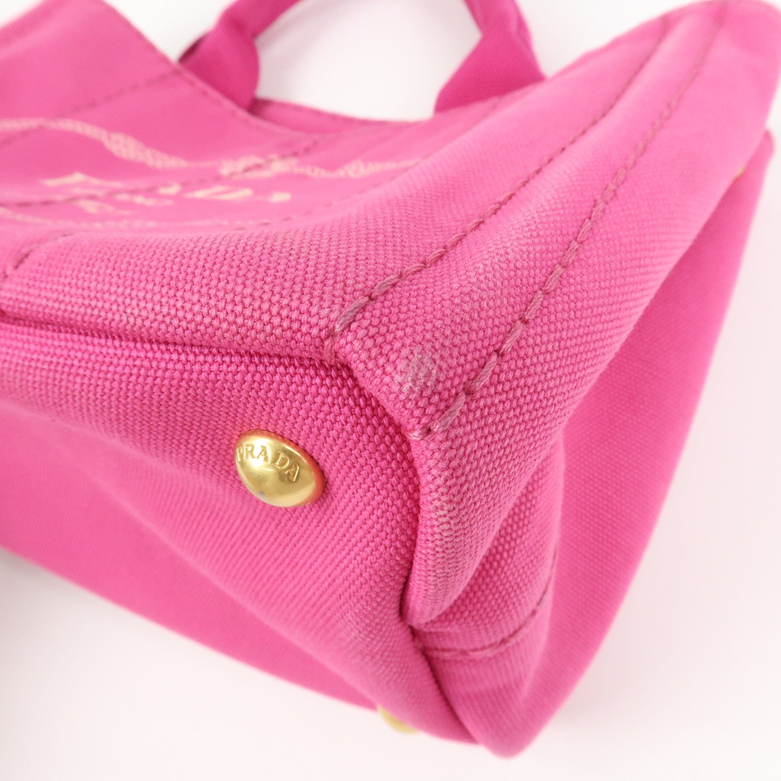 PRADA Logo Canapa Mini Canvas Hand Bag Tote Bag Pink BN2439