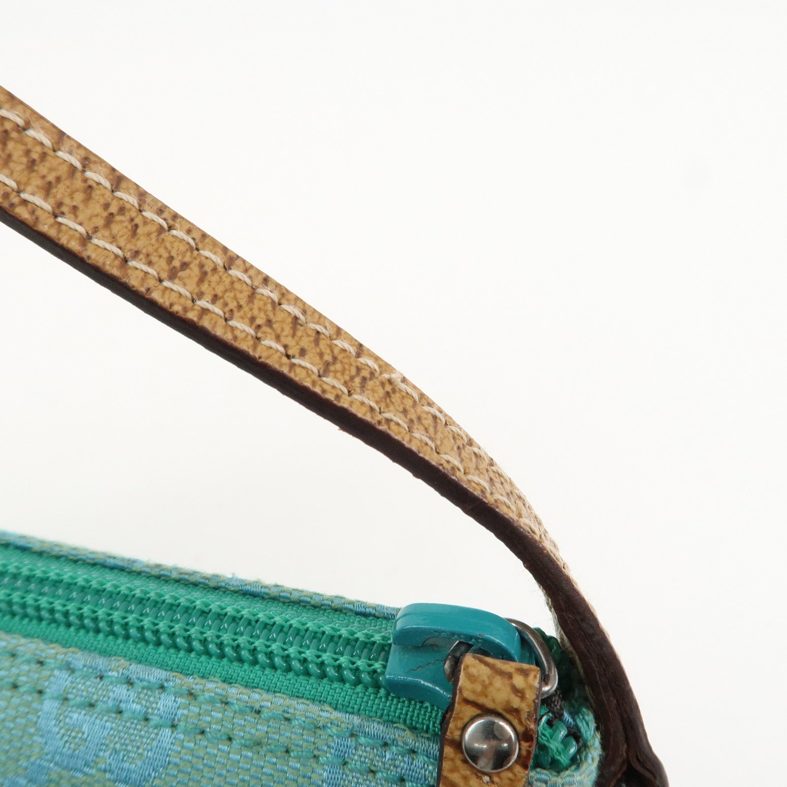 GUCCI Boat Bag GG Canvas Leather Hand Bag Light Blue 07198
