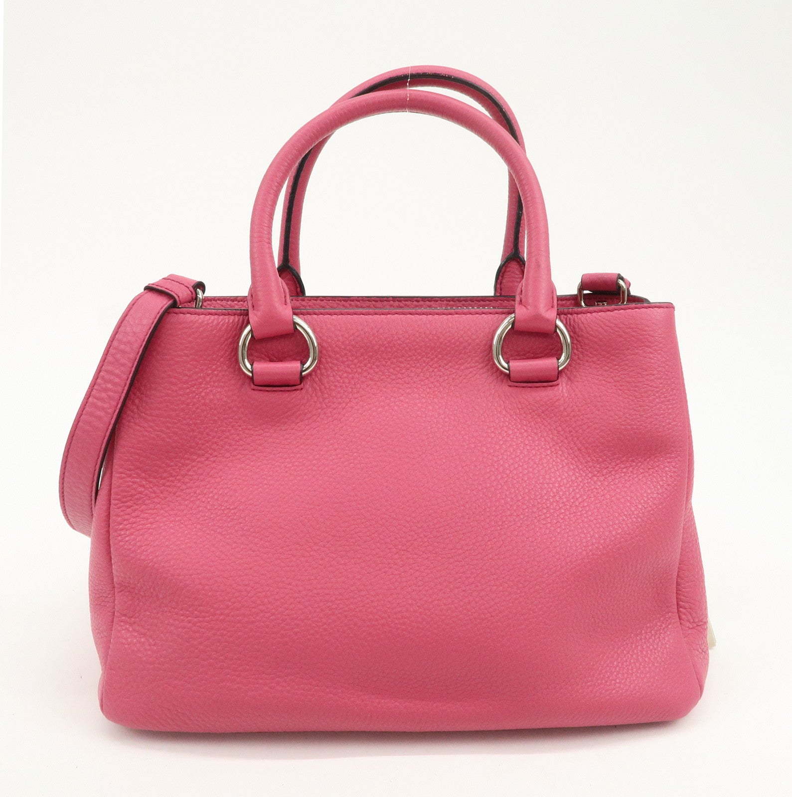 PRADA Triange Logo Leather 2Way Hand Bag Shouldr Bag Pink BN2853