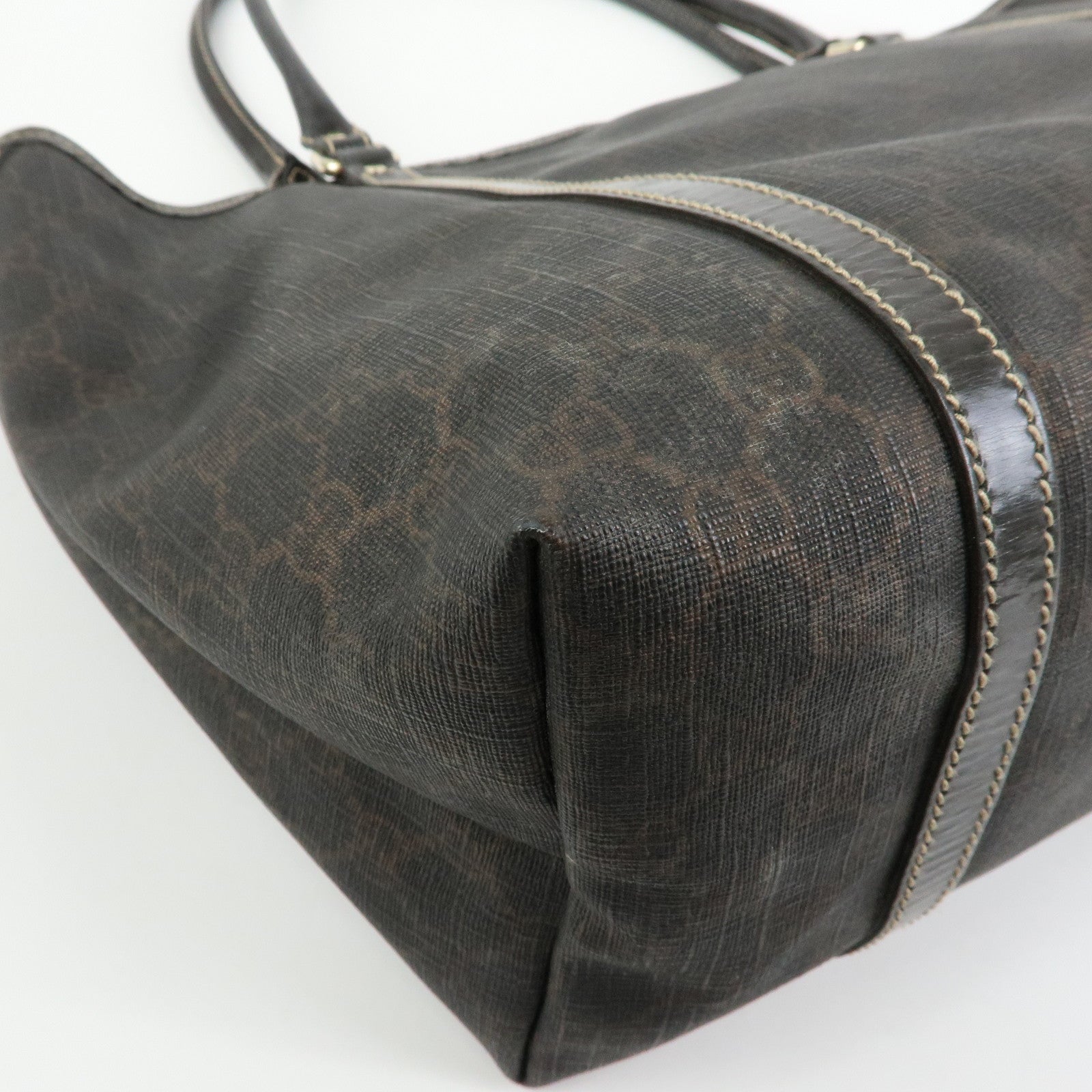 GUCCI GG Supreme Patent Leather Tote Bag Shoulder Bag Brown 197953