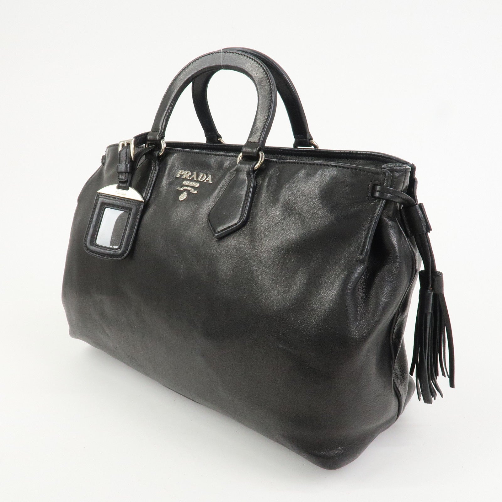 PRADA Logo Nappa Leather 2Way Bag Hand Bag Shoulder Bag Black