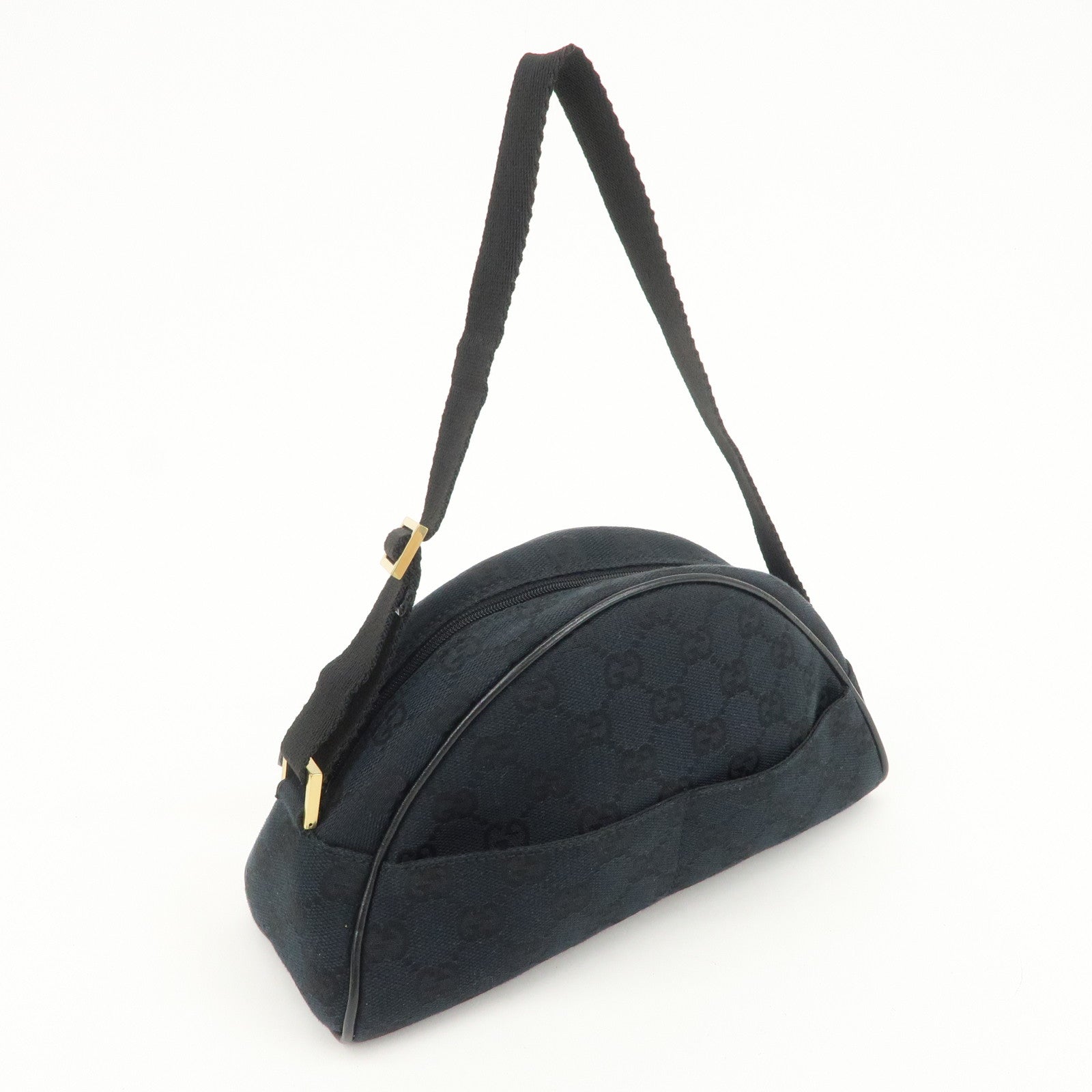 GUCCI GG Monogram Half Moon Shoulder Bag Hand Bag Black 90781