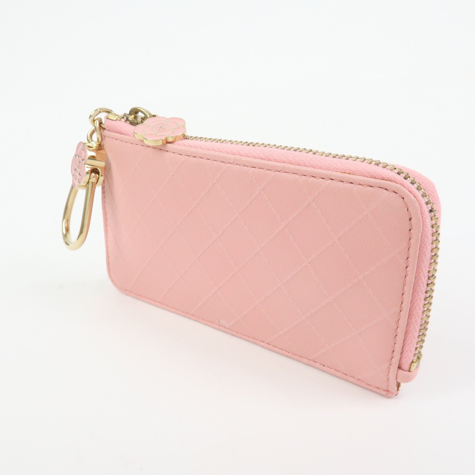 CHANEL Camellia Leather Key Case Coin Case Ginza Exclusive Pink